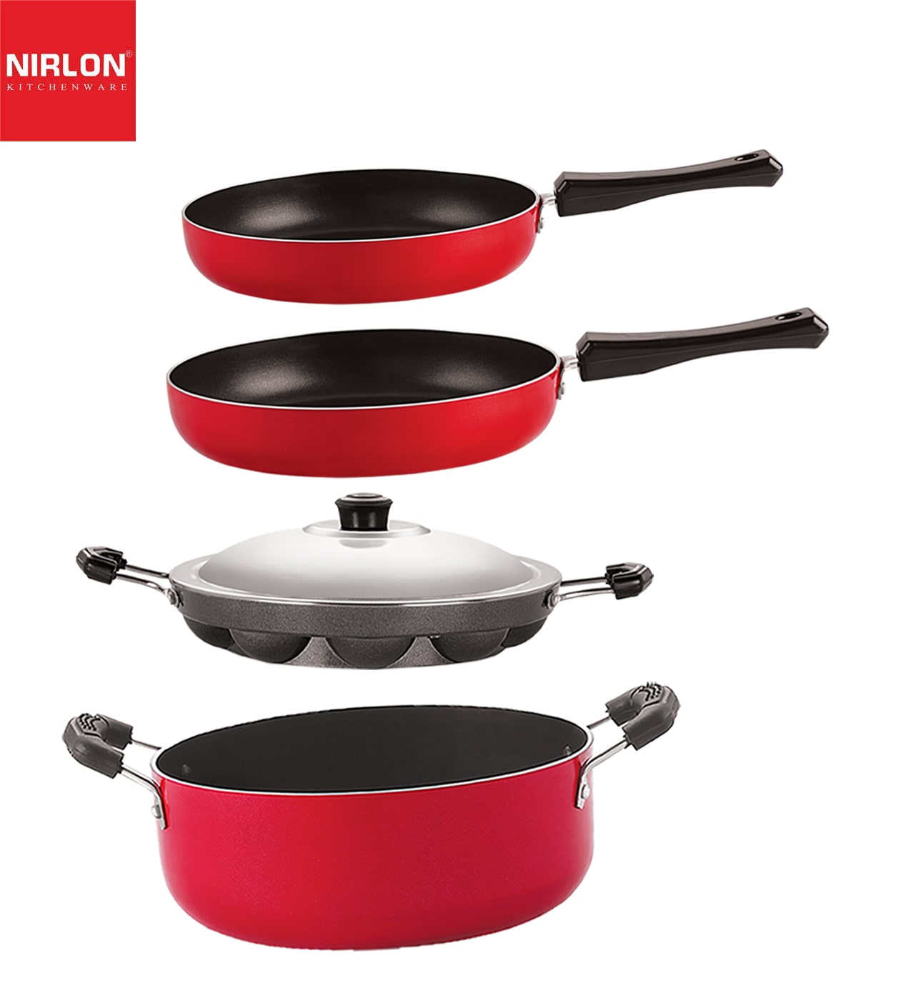 

Nirlon aluminium non stick non induction cookware Set of 4 pcs