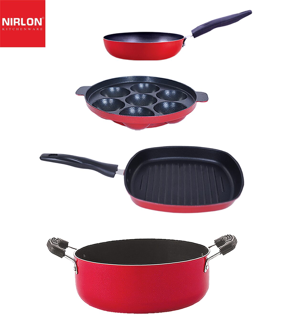 

Nirlon Aluminium Non Stick Kitchenware Cooking Utencil Combo Set of 4-pcs
