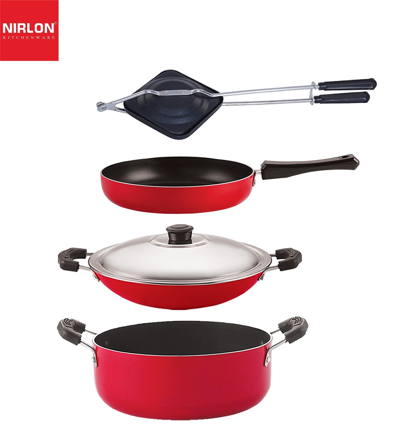 

Nirlon aluminium nonstick cooking Set of 4 pcs combo offers