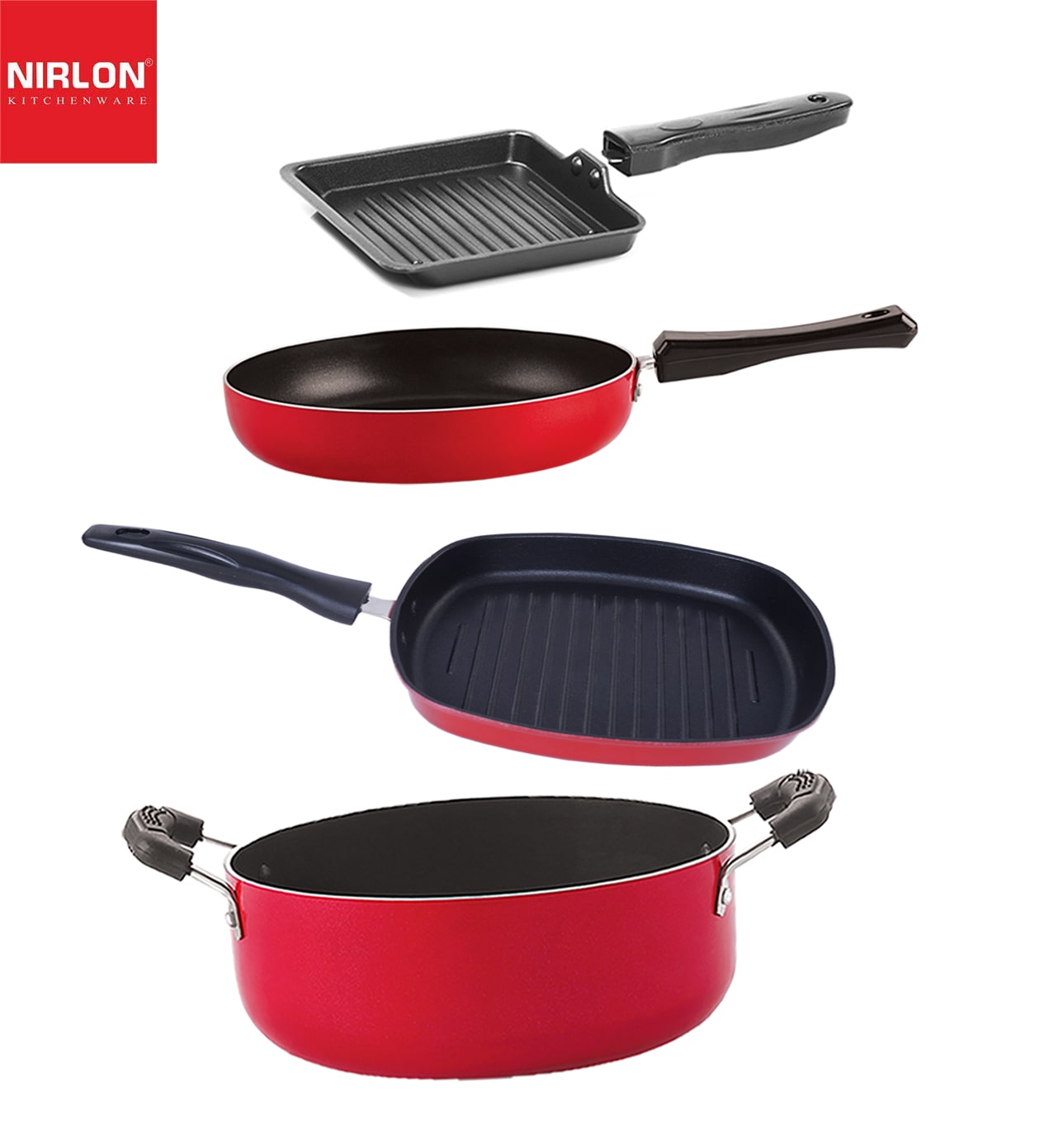 

Nirlon Aluminium Non Stick Kitchen Utensil for Cooking Pots and Pan Set of 4 pcs