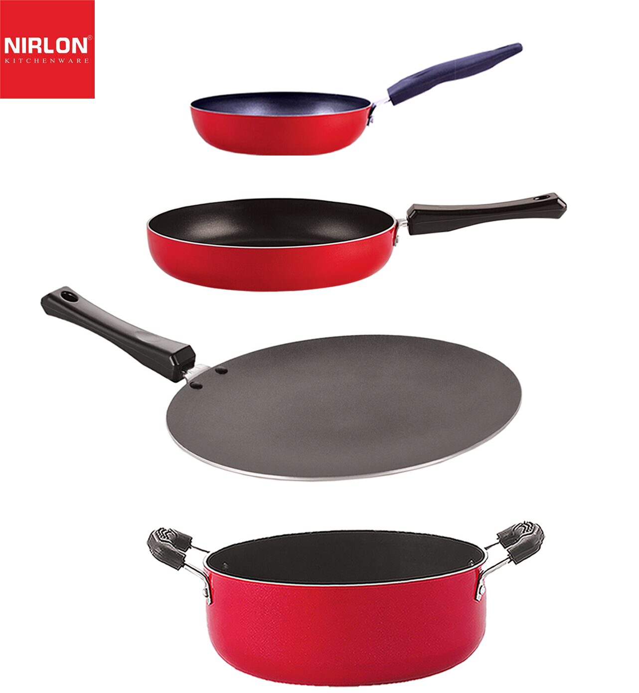 

Nirlon aluminium non stick non induction cookware Set of 4-pcs