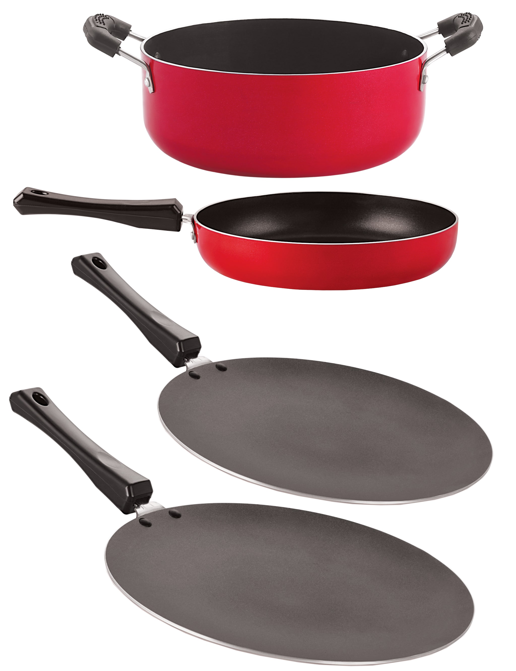 

Nirlon Aluminium Non-Stick Cookware Set 4-pcs Red