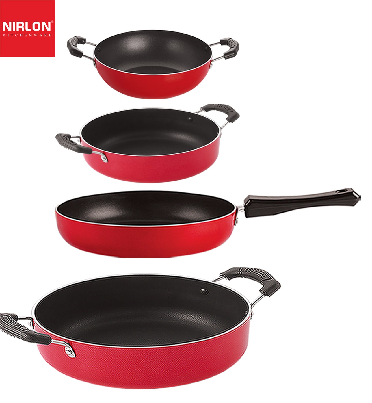 

Nirlon aluminium nonstick cooking Set of 4 pcs combo offers