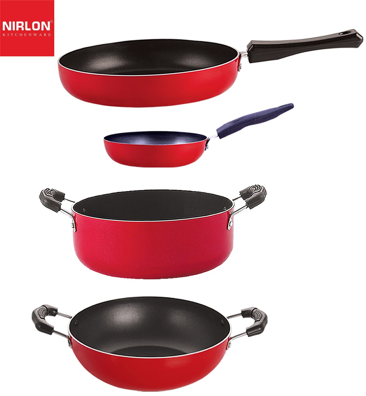 

Nirlon Aluminium Non stick Cooking Pots Pans Set of 4 pcs