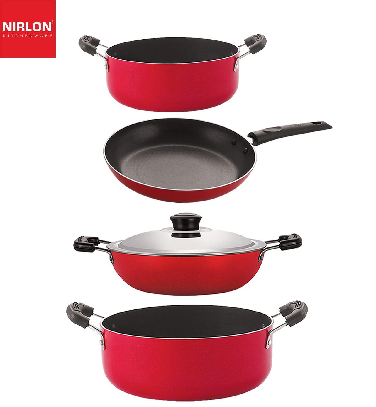 

Nirlon aluminium nonstick cooking Set of 4 pcs combo offers