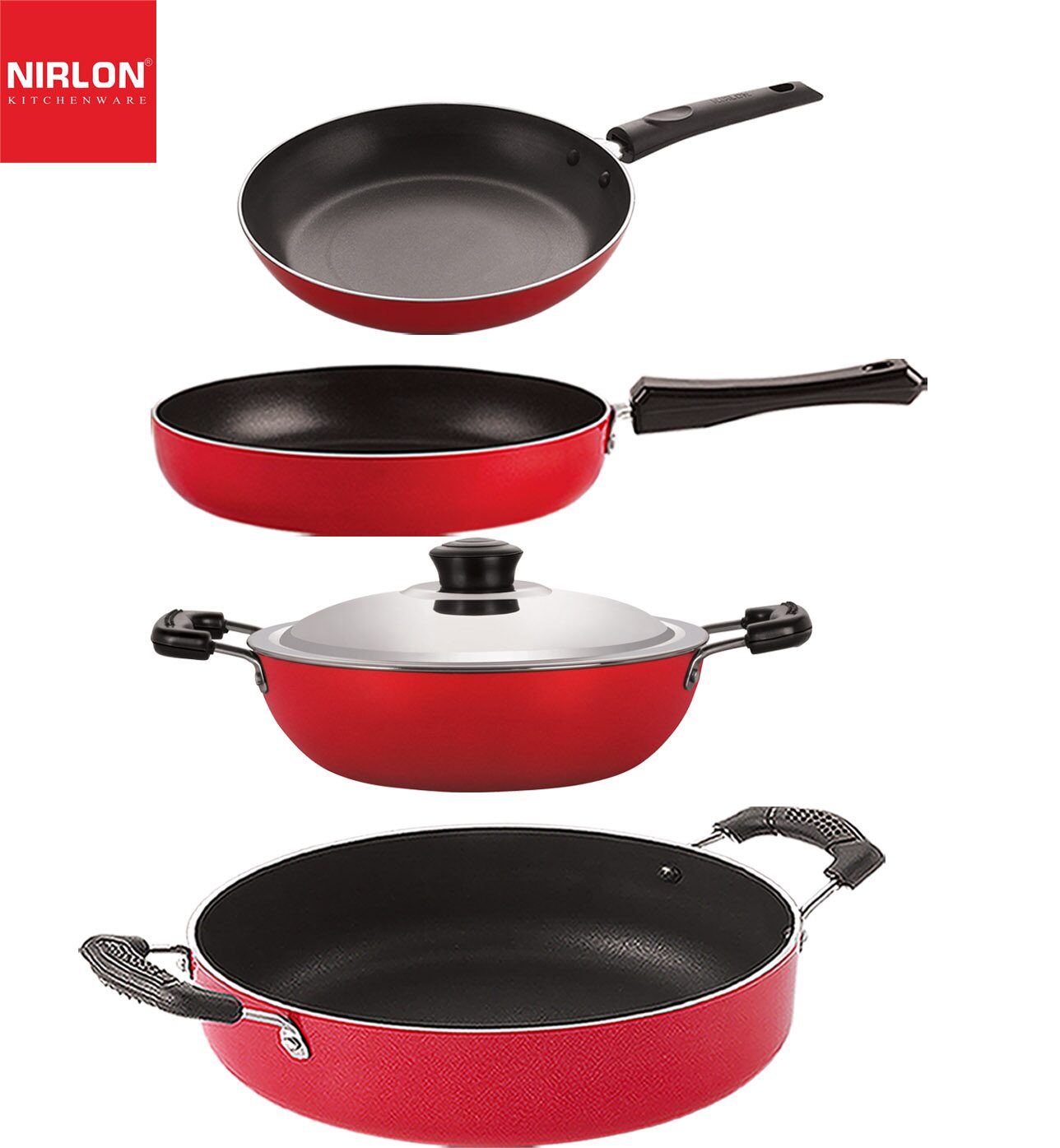 

Nirlon Aluminium Non Stick Kitchenware Cooking Utencil Combo Set of 4 pcs