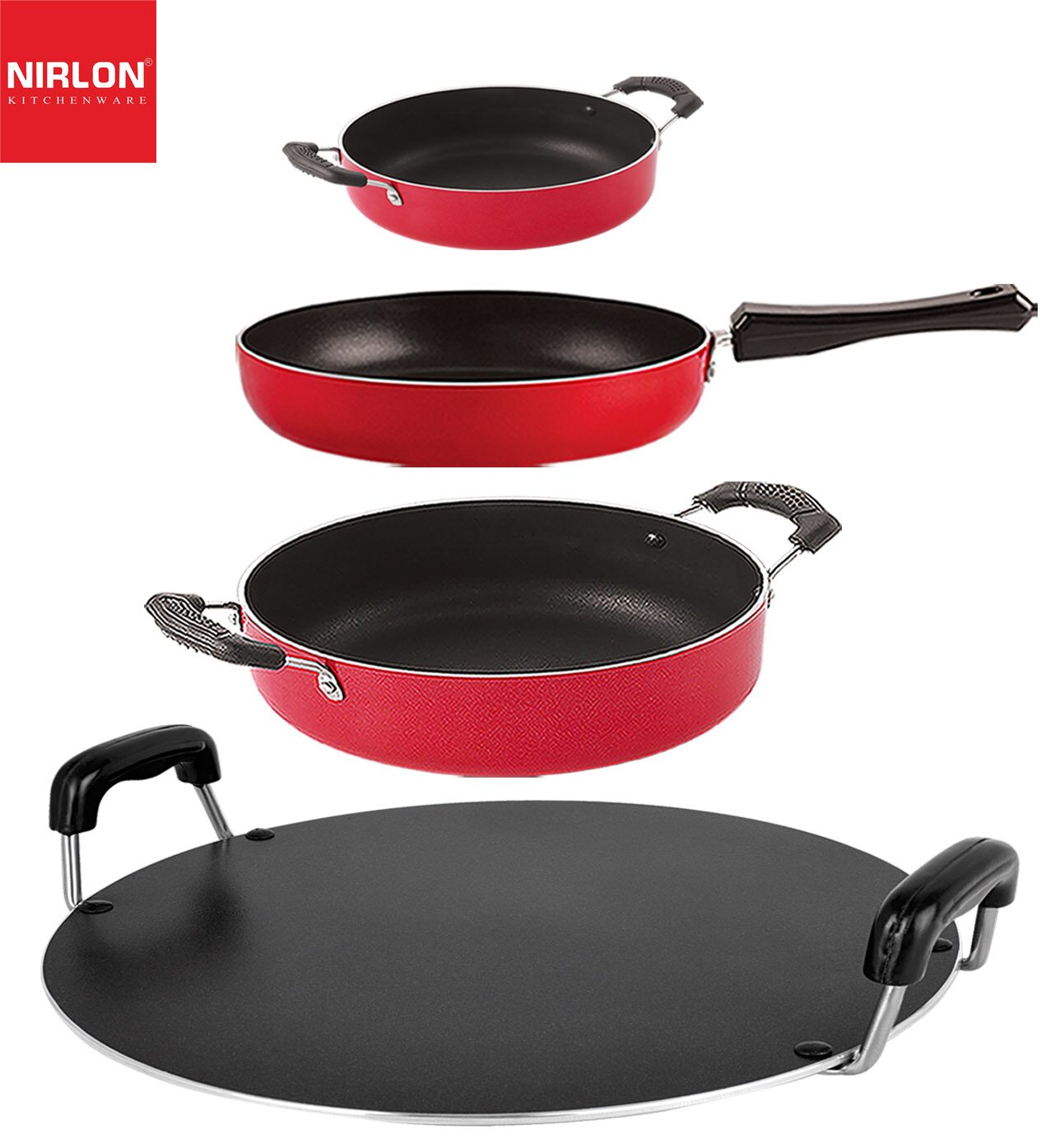 

Nirlon aluminium nonstick cooking Set of 4 pcs combo offers