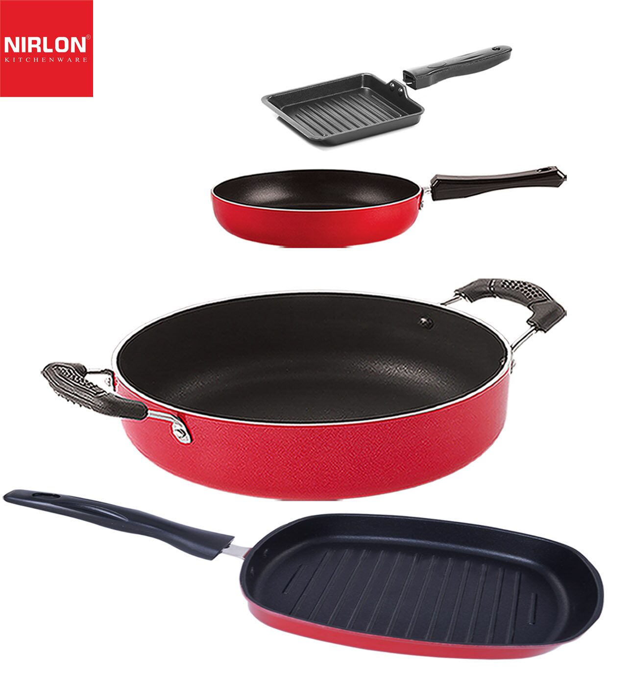 

Nirlon Aluminium Non Stick Kitchen Utensil for Cooking Pots and Pan Set of 4 pcs