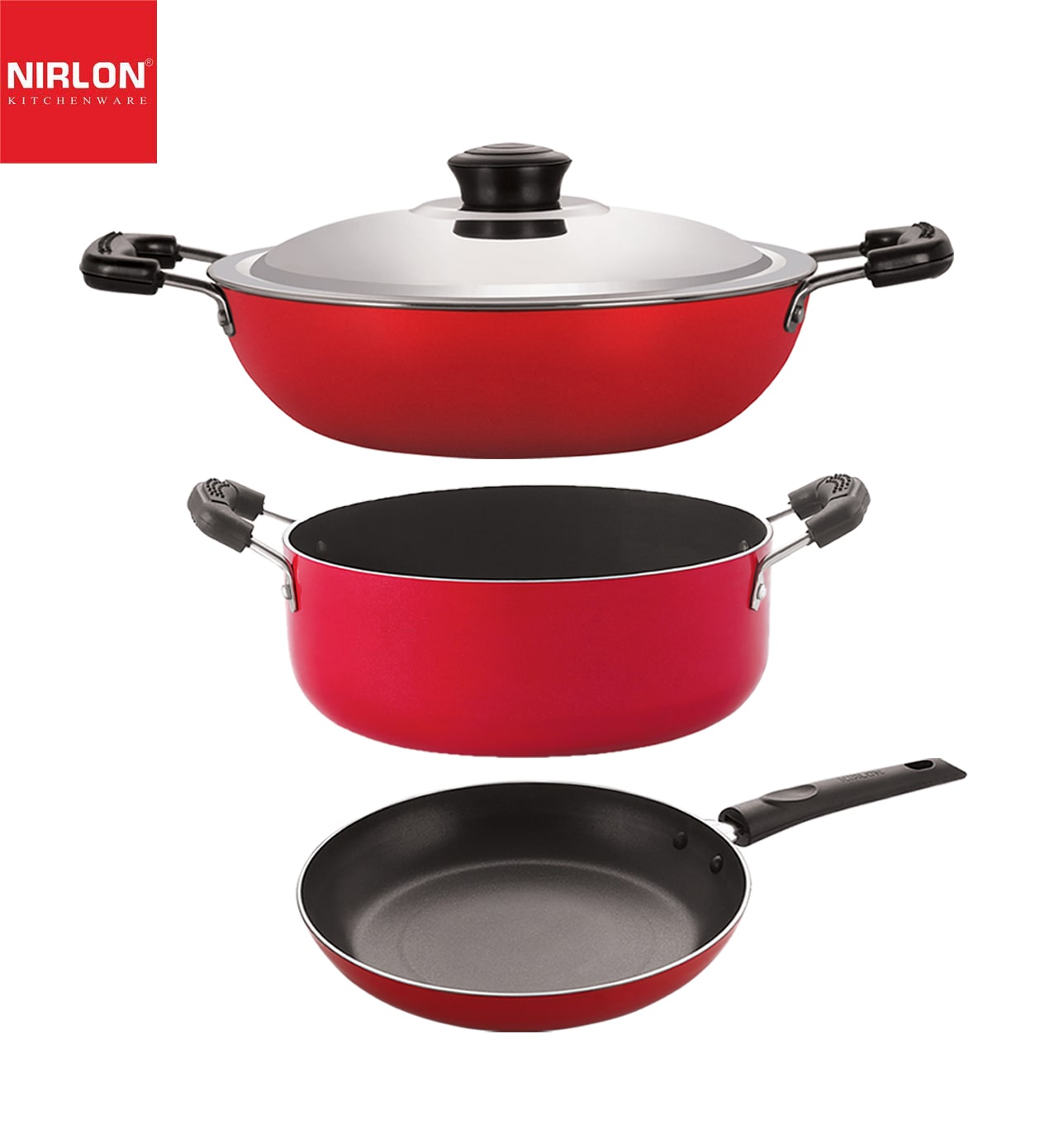 

Nirlon aluminium nonstick cooking Set of 3 pcs combo offers
