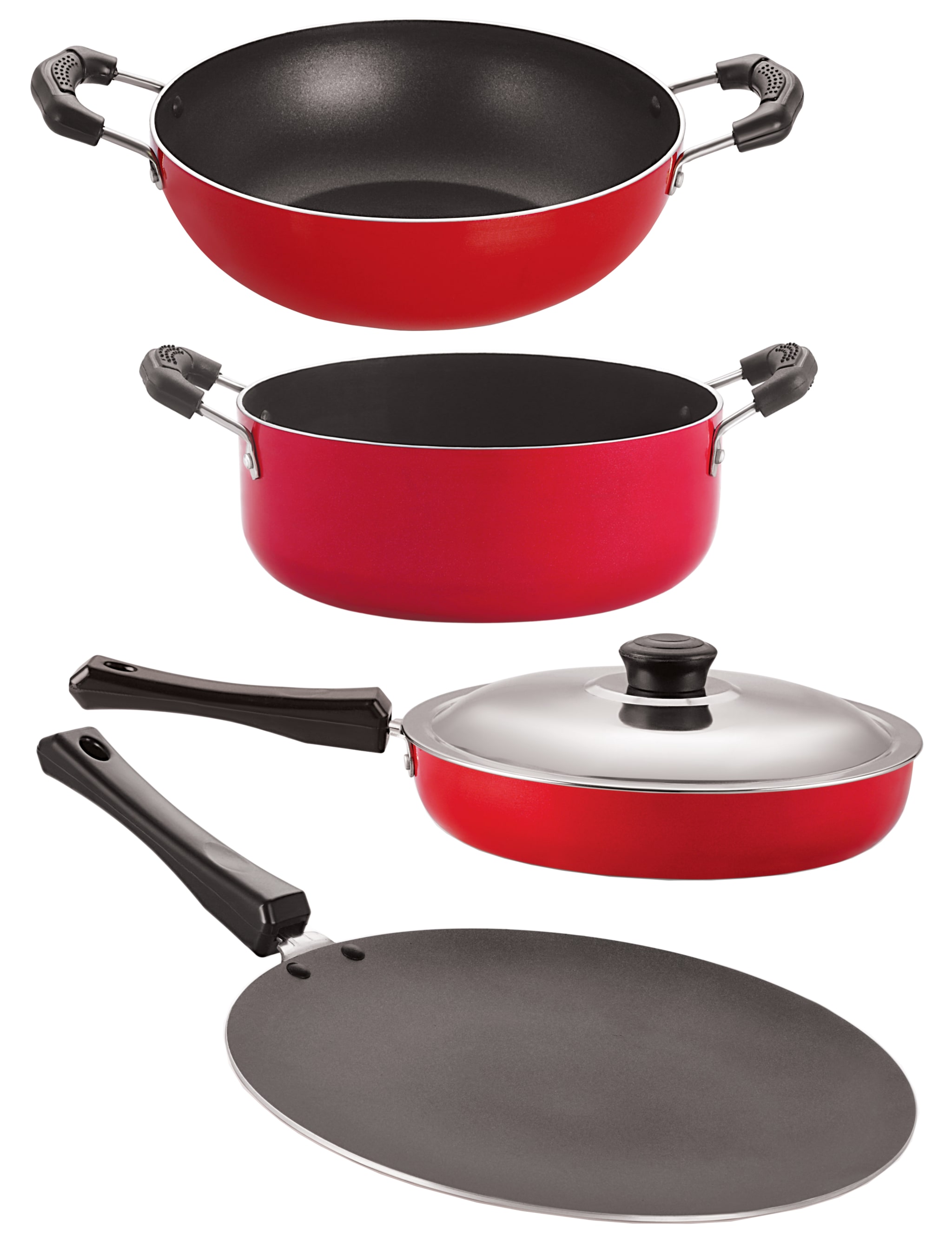 

Nirlon Aluminium Nonstick Cookware Kitchen Cooking Essential Gift 4 Pcs Set