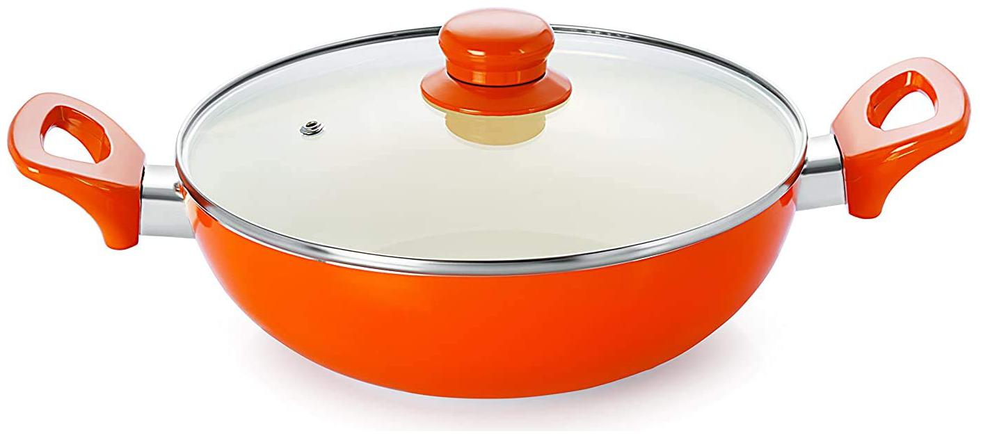 

Nirlon Ceramic Non-Stick Aluminium Induction Friendly Cooking Kadhai 3 1 liter (Set of 2)