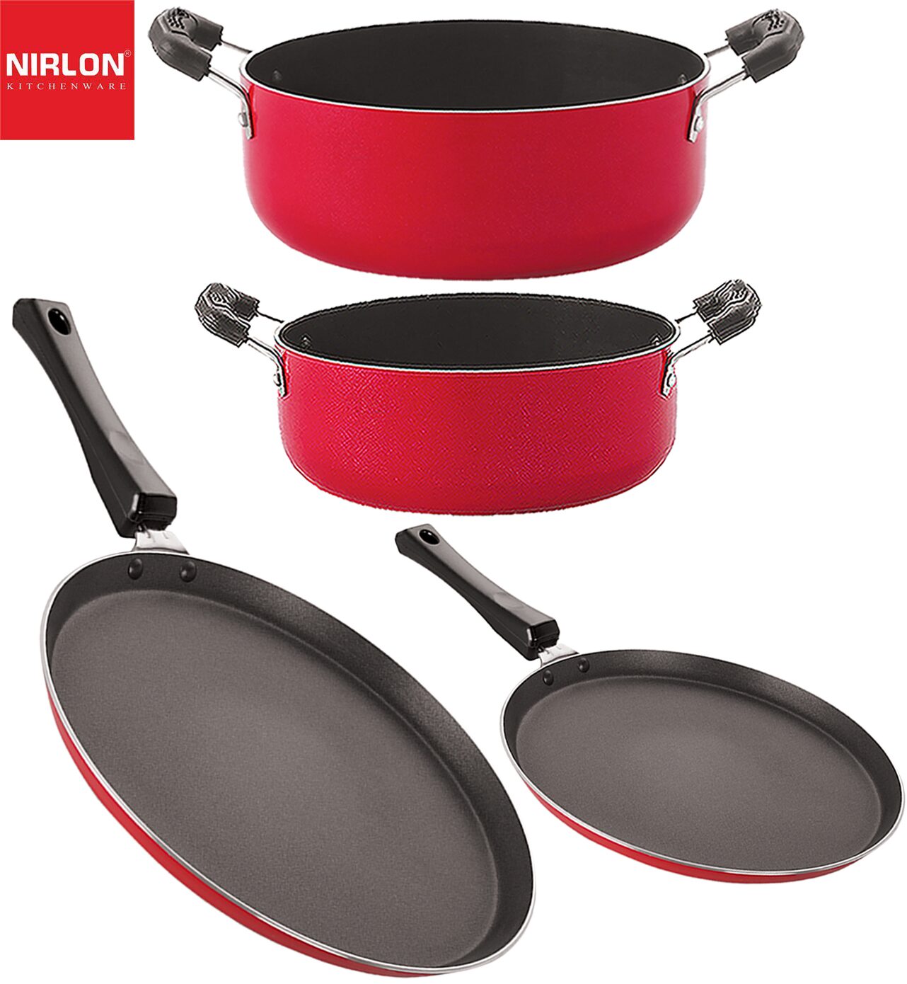 

Nirlon Cookware Aluminium Non stick Gift Cooking Set of 4 pcs