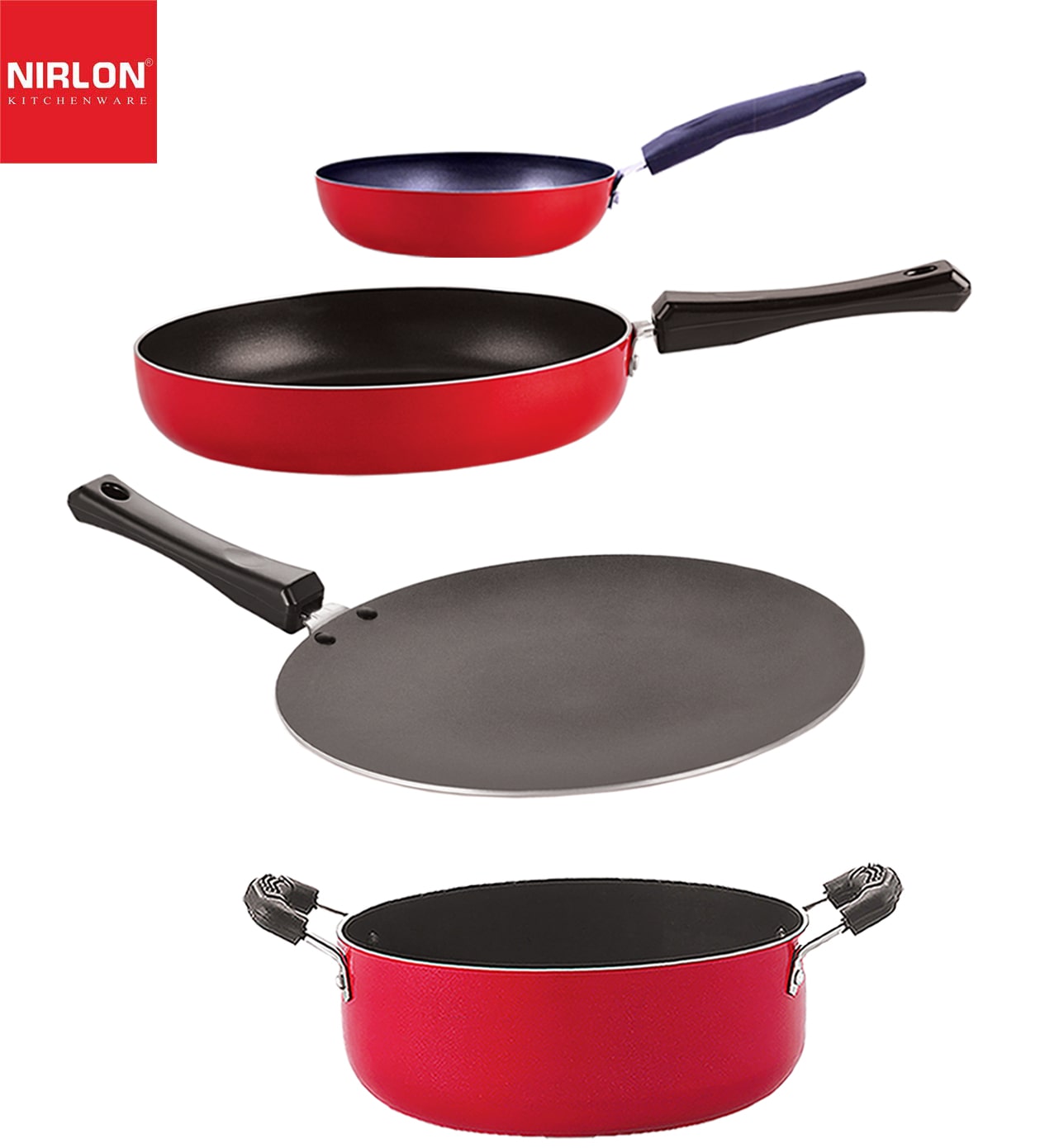 

Nirlon Cookware Aluminium Non stick Gift Cooking Set of 4-pcs