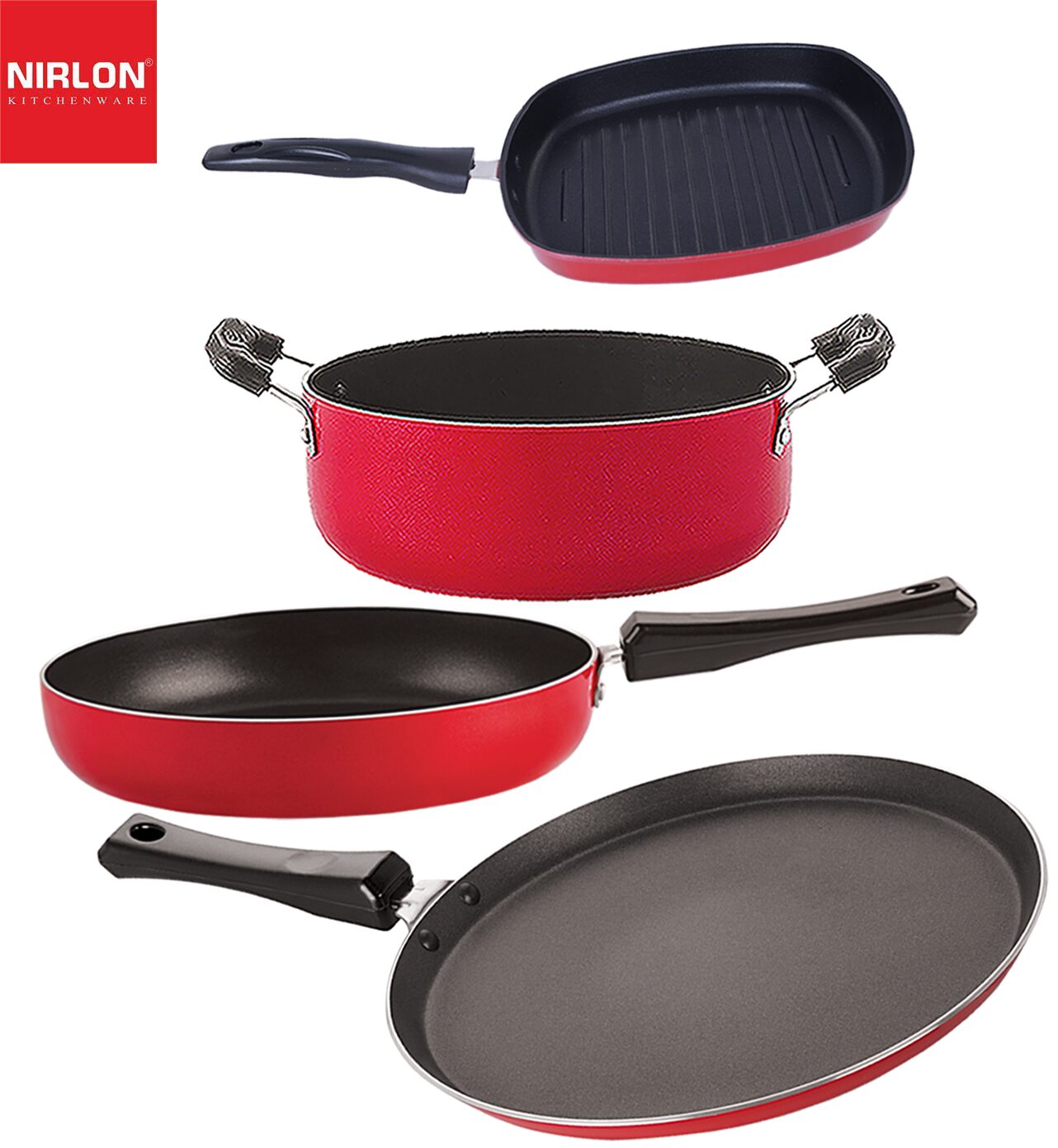 

Nirlon Dishwsher Safe Non stick Gift Cookware Set of 4 pcs