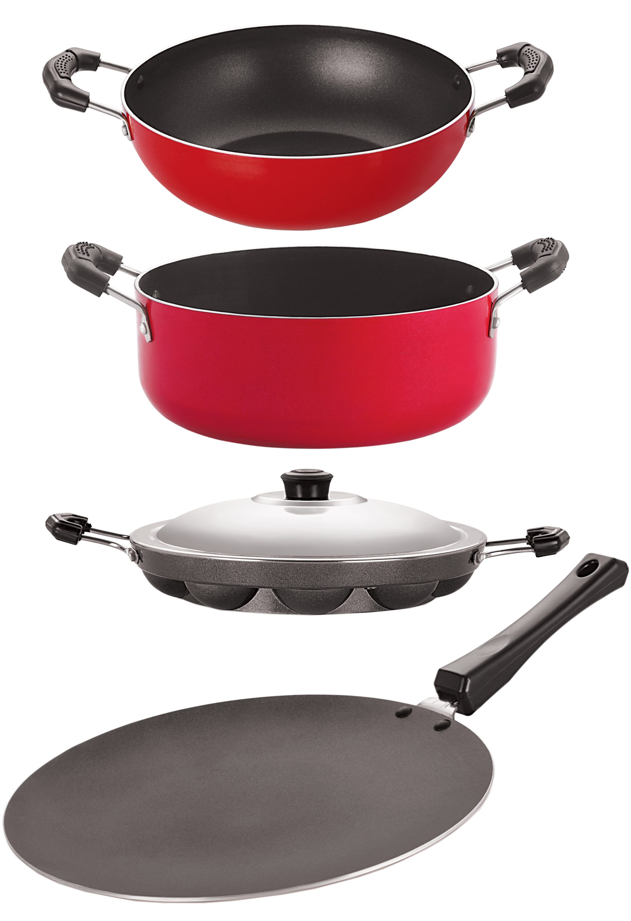 

Nirlon Dishwasher Safe Non stick Cookware Pots and Pans Set CT12 KD12 AP12 CS24