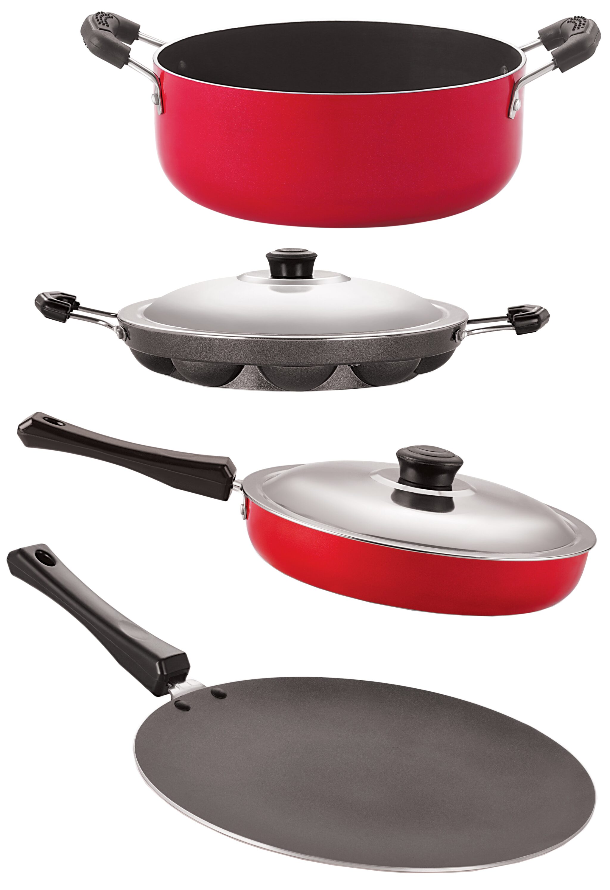 

Nirlon Gas Compatible Non stick Aluminium Cookware Set 4 pcs