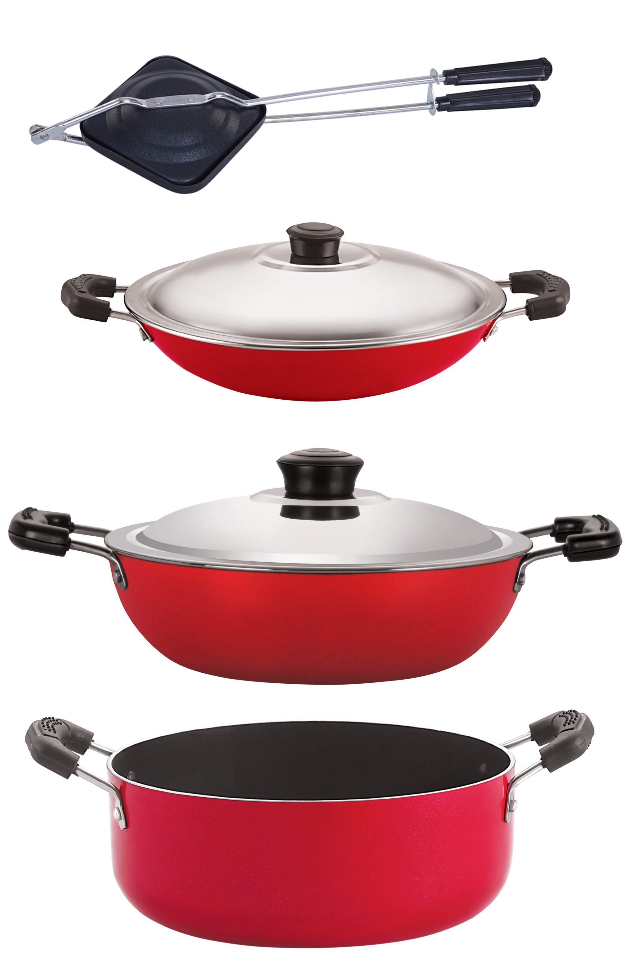 

Nirlon Gas Compatible Non stick Aluminium Cookware Set 4 pcs