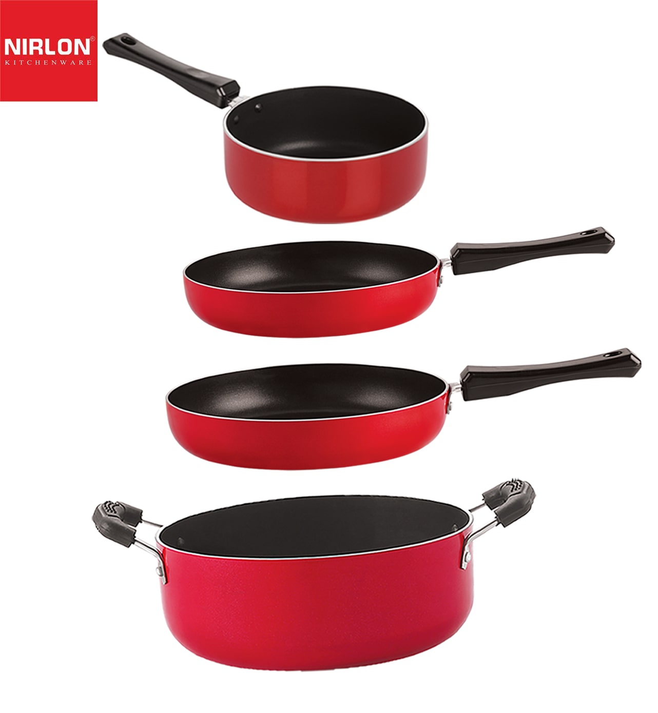 

Nirlon Gas Compatible Non stick Aluminium Cookware Set of 4 pcs