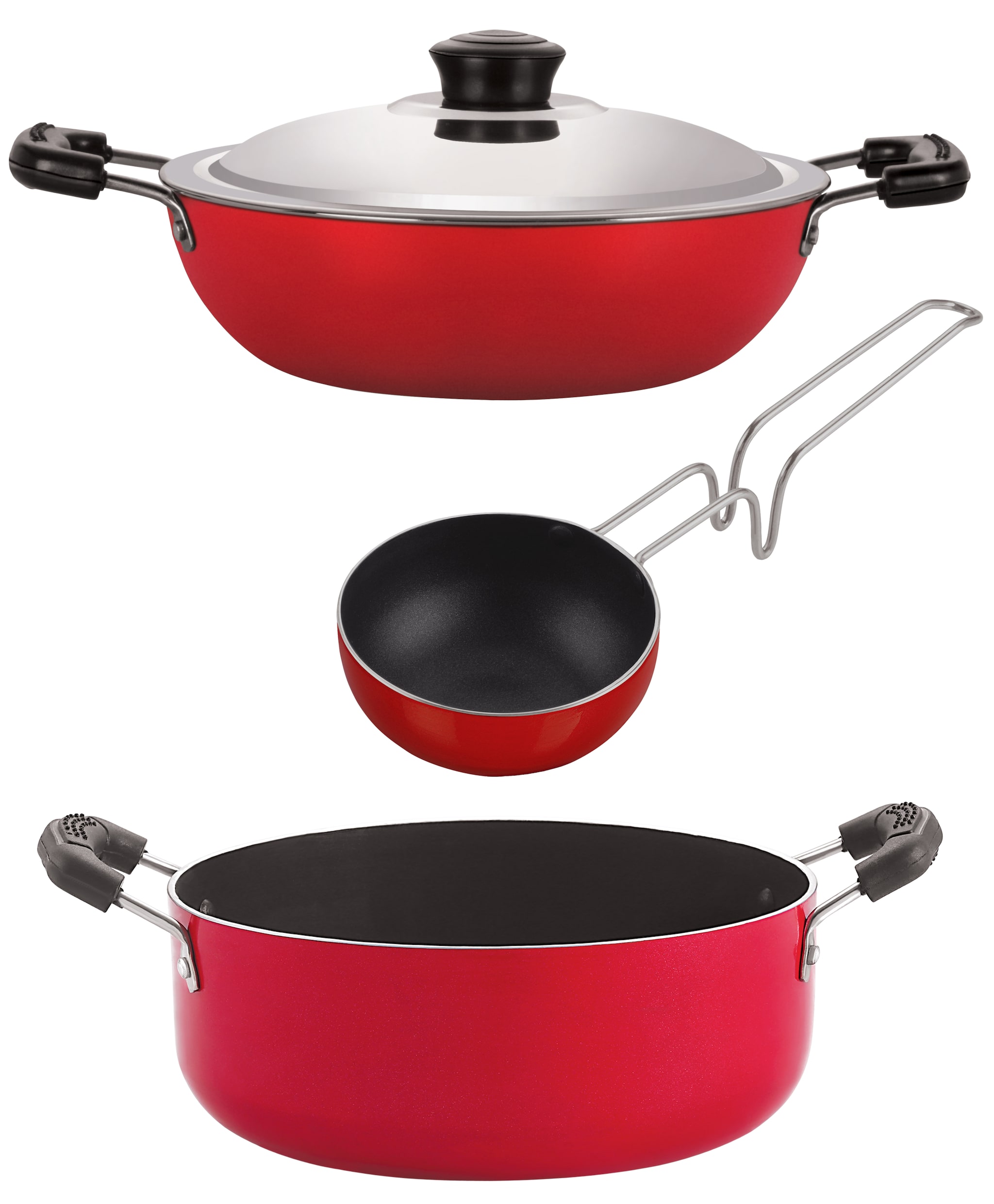 

Nirlon Gas Compatible Non stick Aluminium Cookware Set of 3-Pices