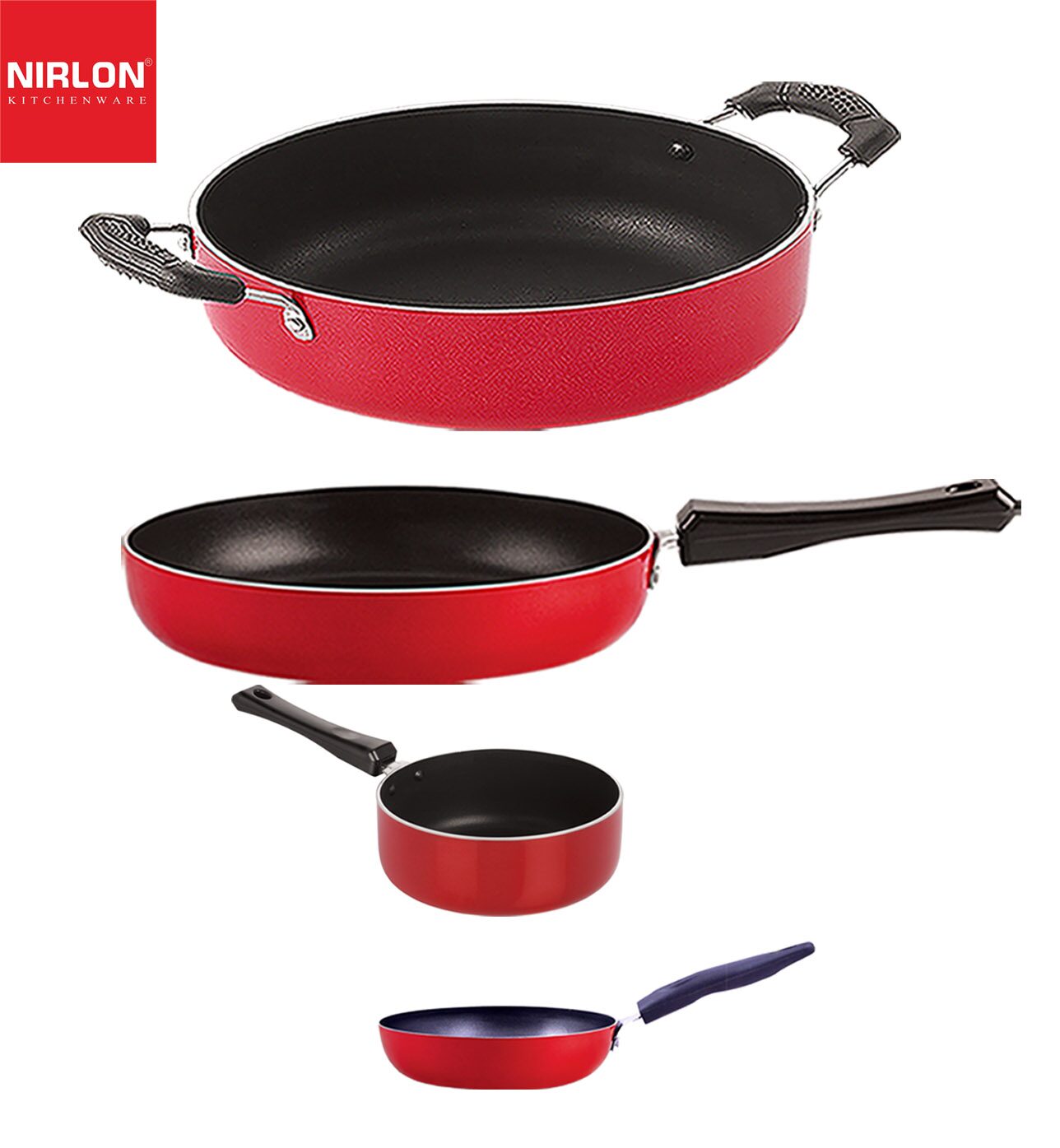 

Nirlon Gas Compatible Non stick Aluminium Cookware Set of 4 pcs