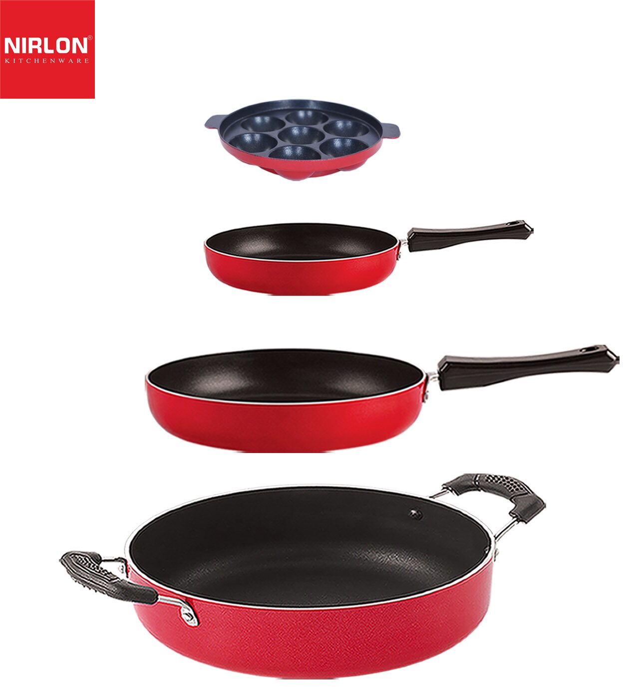 

Nirlon Gas Compatible Non stick Aluminium Cookware Set of 4 pcs