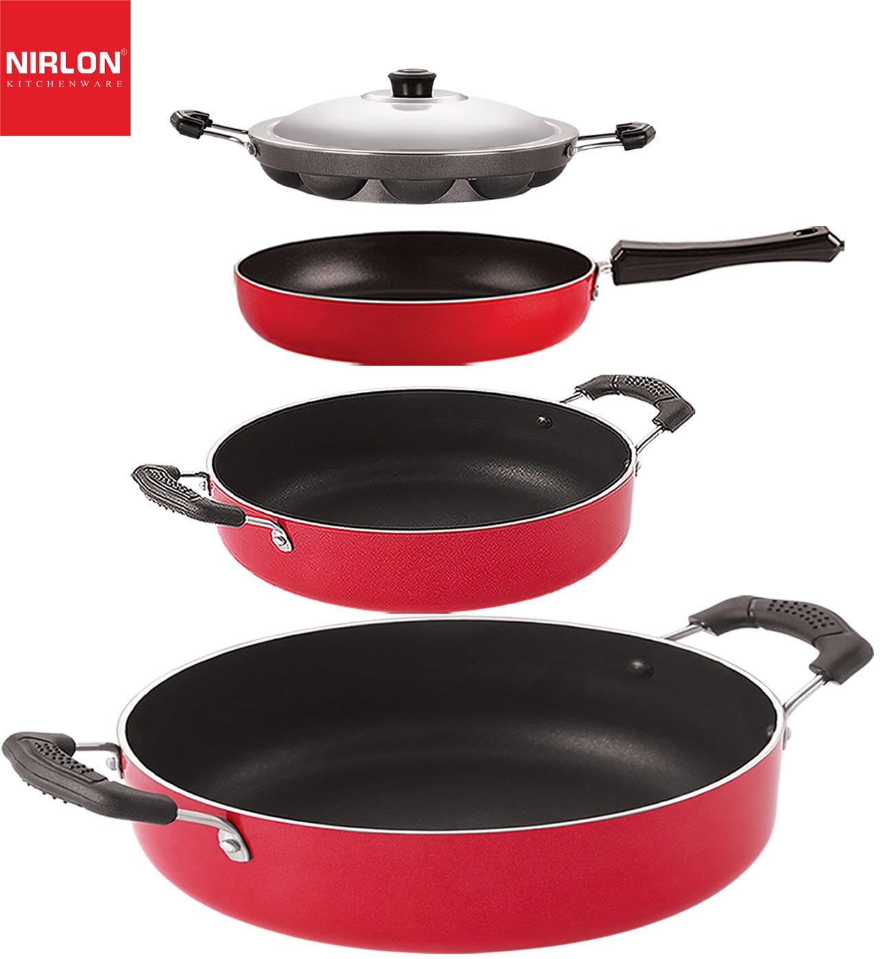 

Nirlon Gas Compatible Non stick Aluminium Cookware Set of 4 pcs