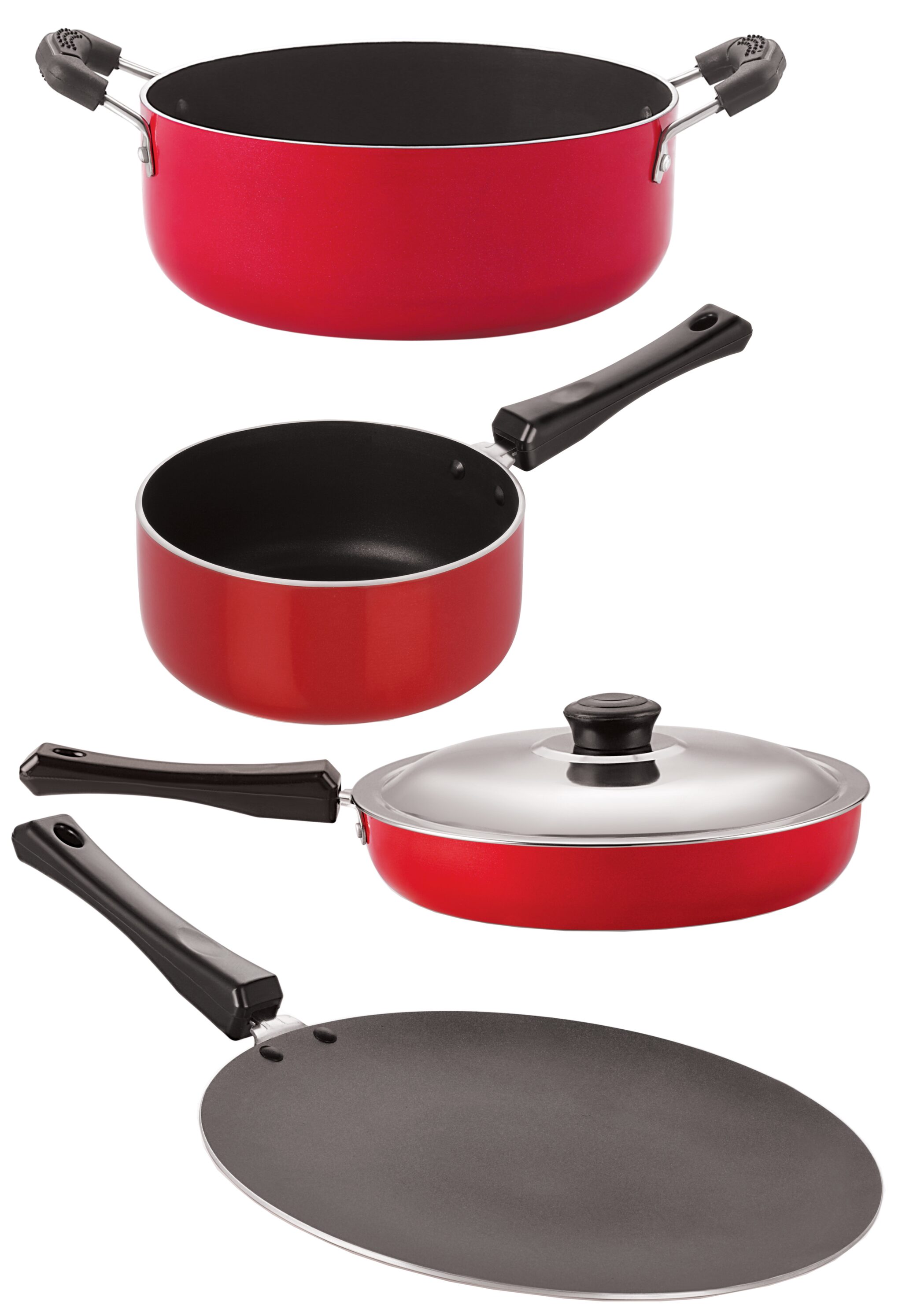 

Nirlon Gas Compatible Non stick Aluminium Cookware Set 4 pcs