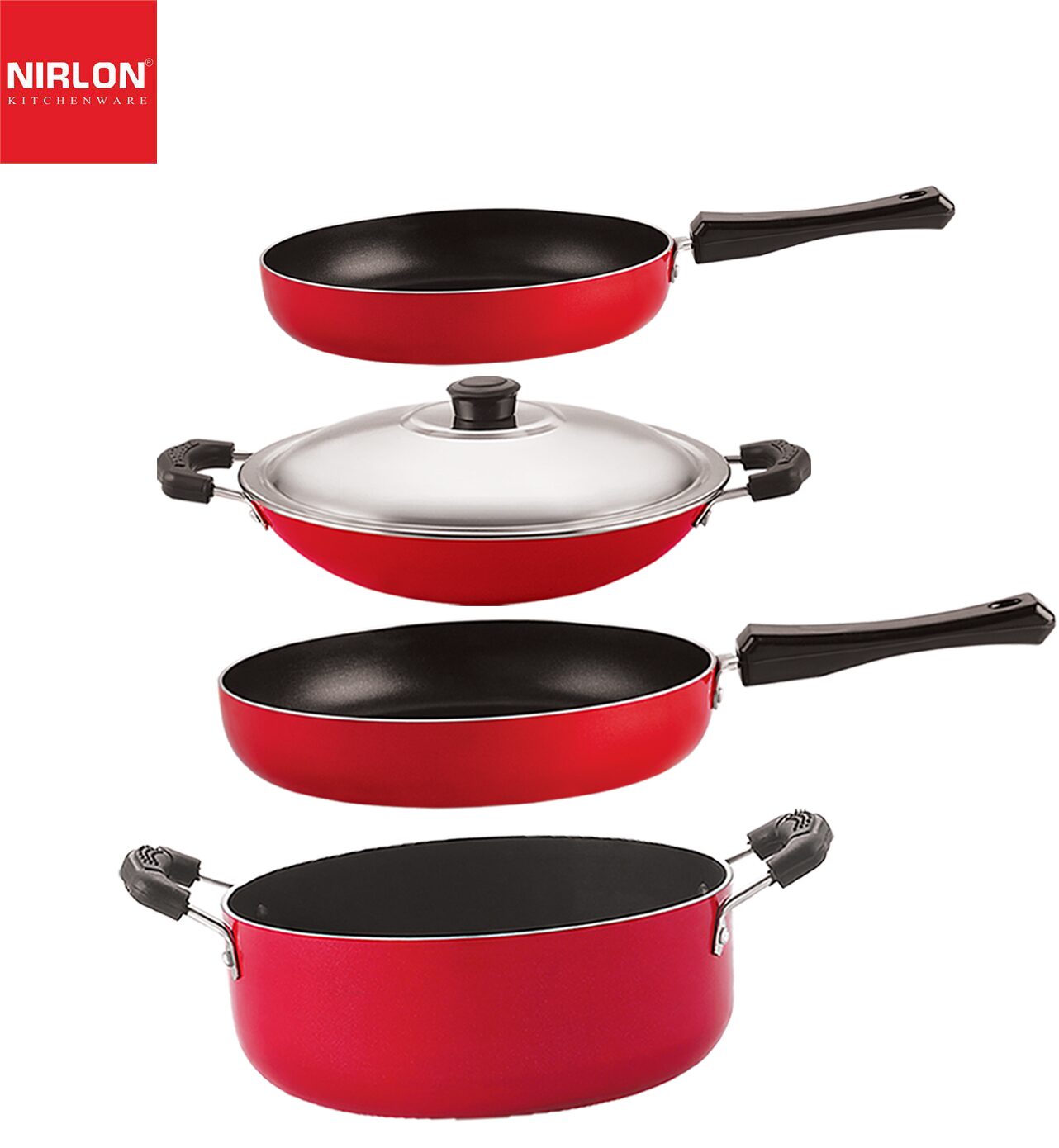

Nirlon Gas Compatible Non stick Aluminium Cookware Set of 4 pcs