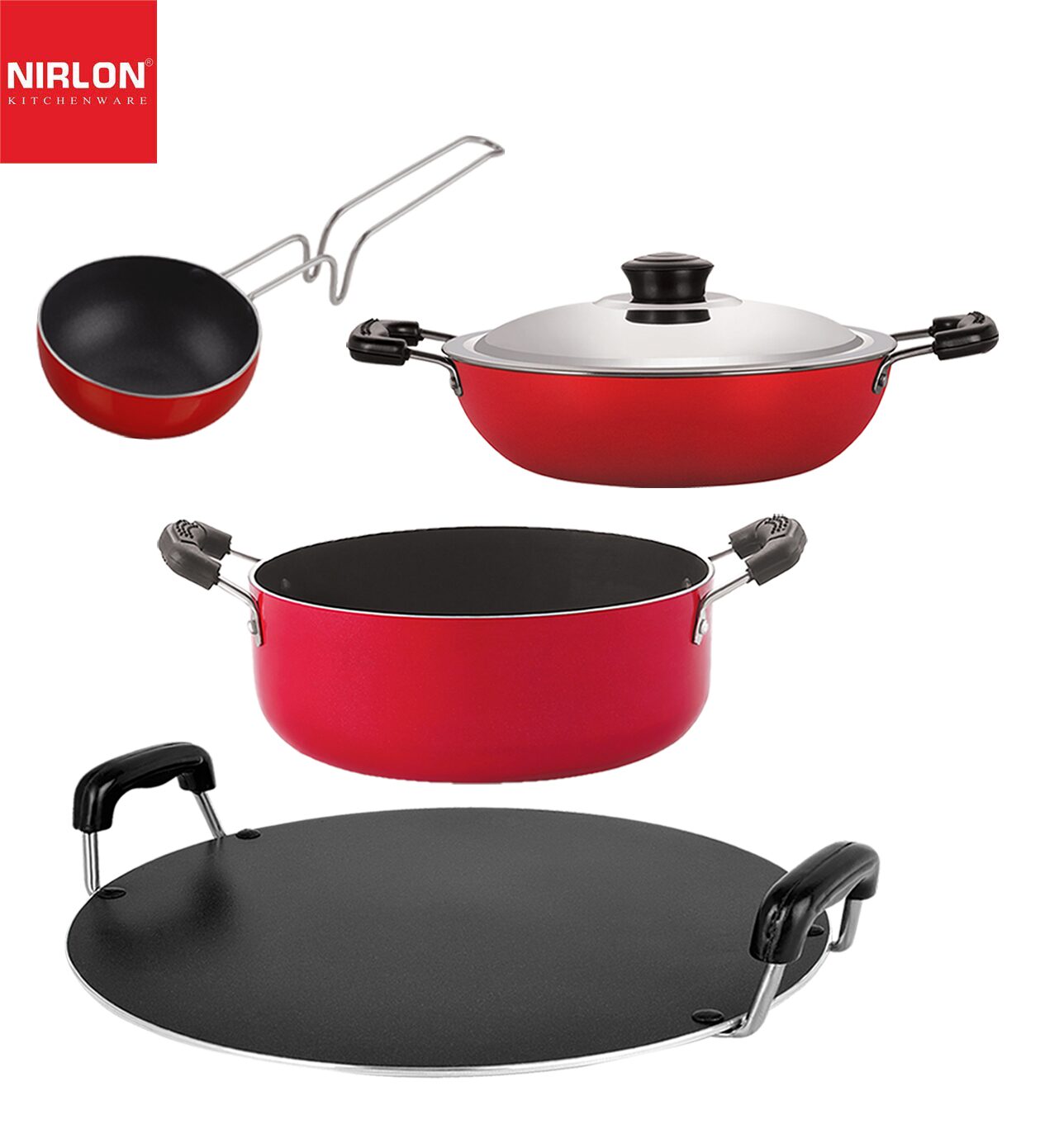 

Nirlon Kitchen Utensils Premium Quality Non stick Cookware Set of 4 pcs