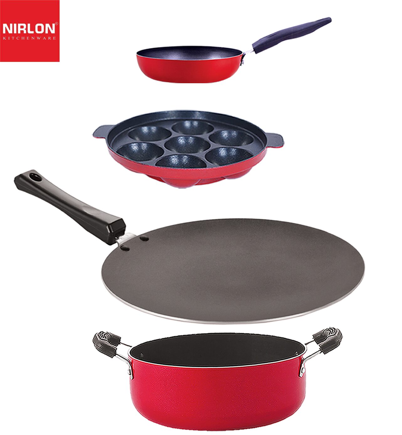 

Nirlon Kitchen Utensils Premium Quality Non stick Cookware Set of 4-pcs