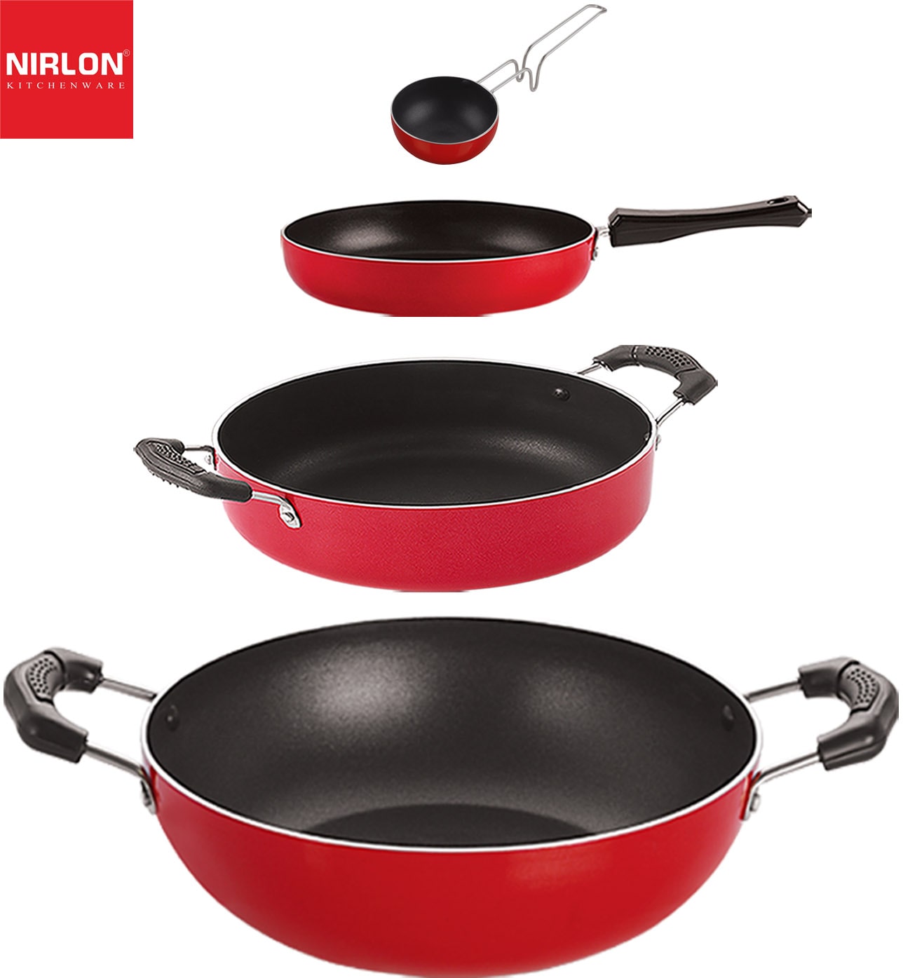 

Nirlon Kitchen Utensils Premium Quality Non stick Cookware Set of 4 pcs