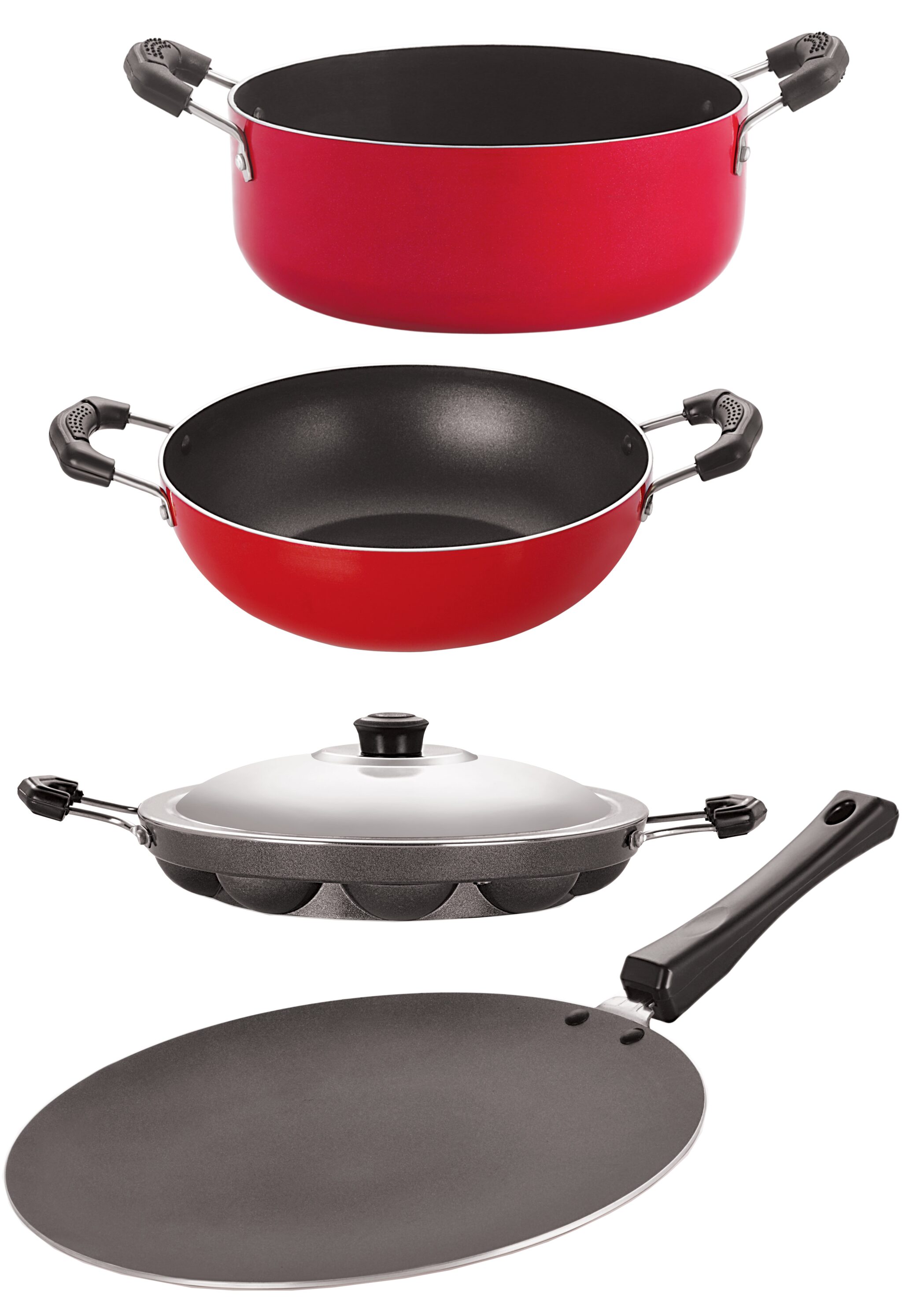 

Nirlon Kitchen Pots pans Premium Quality Non stick Cookware Sets CT12 KD10 AP12 CS24