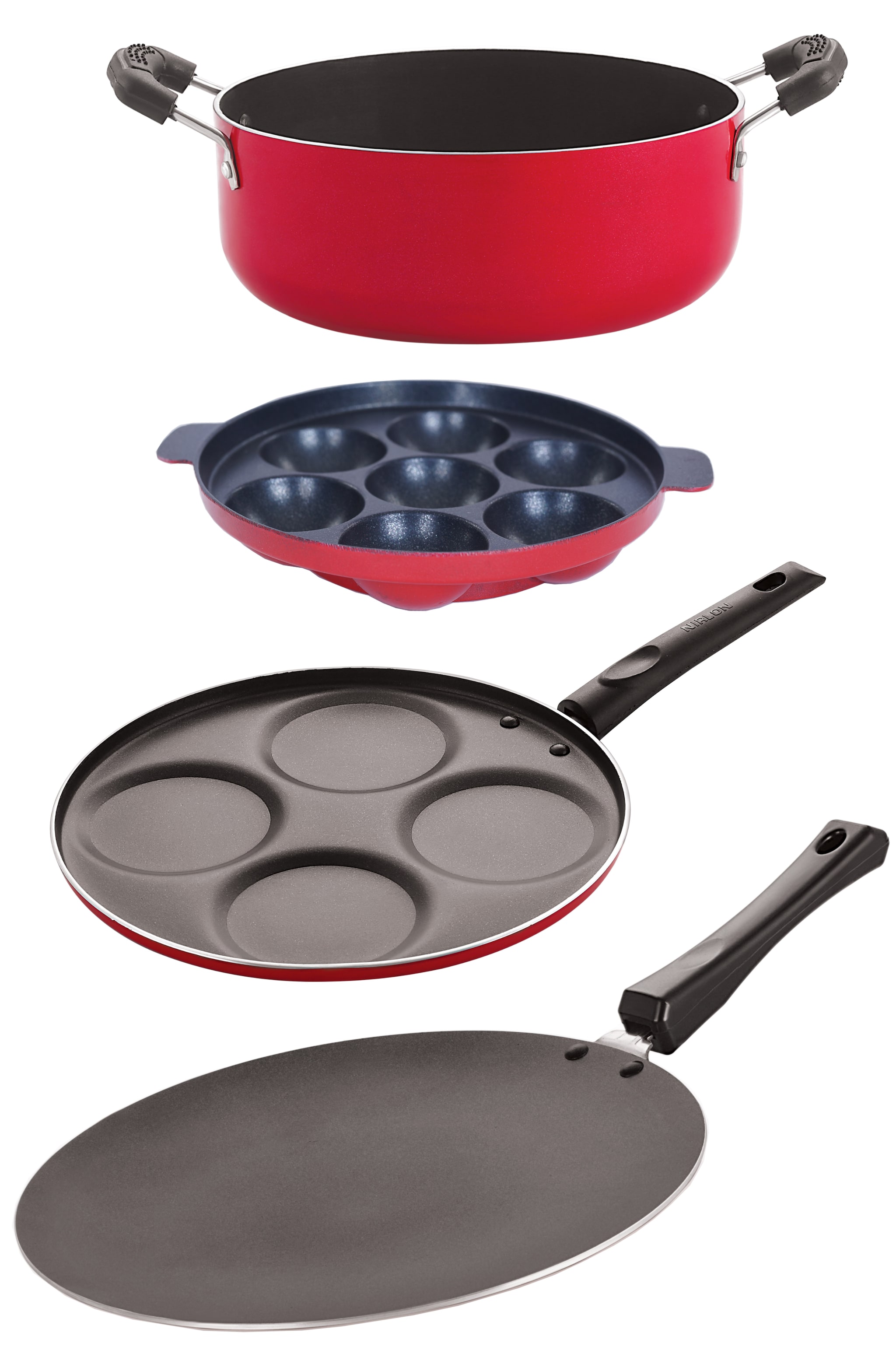 

Nirlon Kitchen Pots pans Premium Quality Non stick Cookware Sets 4 pcs