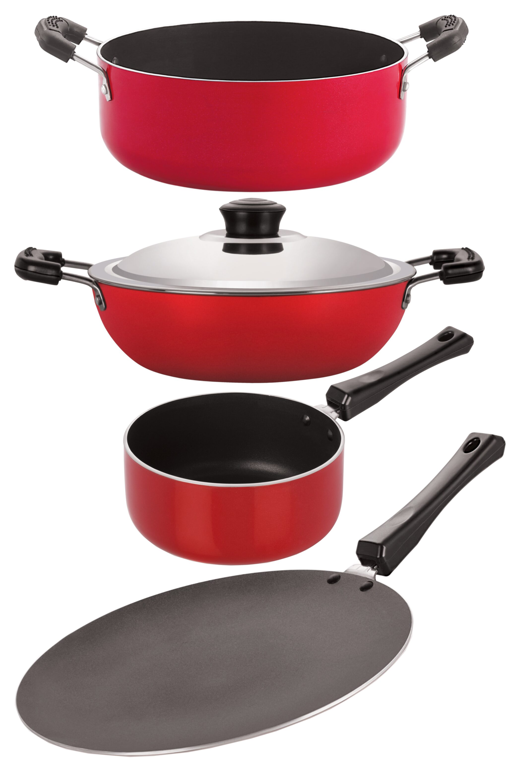 

Nirlon Kitchenware Cookware Set 3 Layer Superior Coating Combo Set Premium Quality 4-pcs