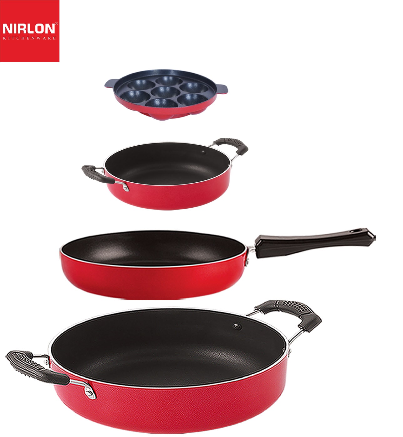 

Nirlon Kitchen accessories for cooking non stick aluminium cookware Set of 4 pcs