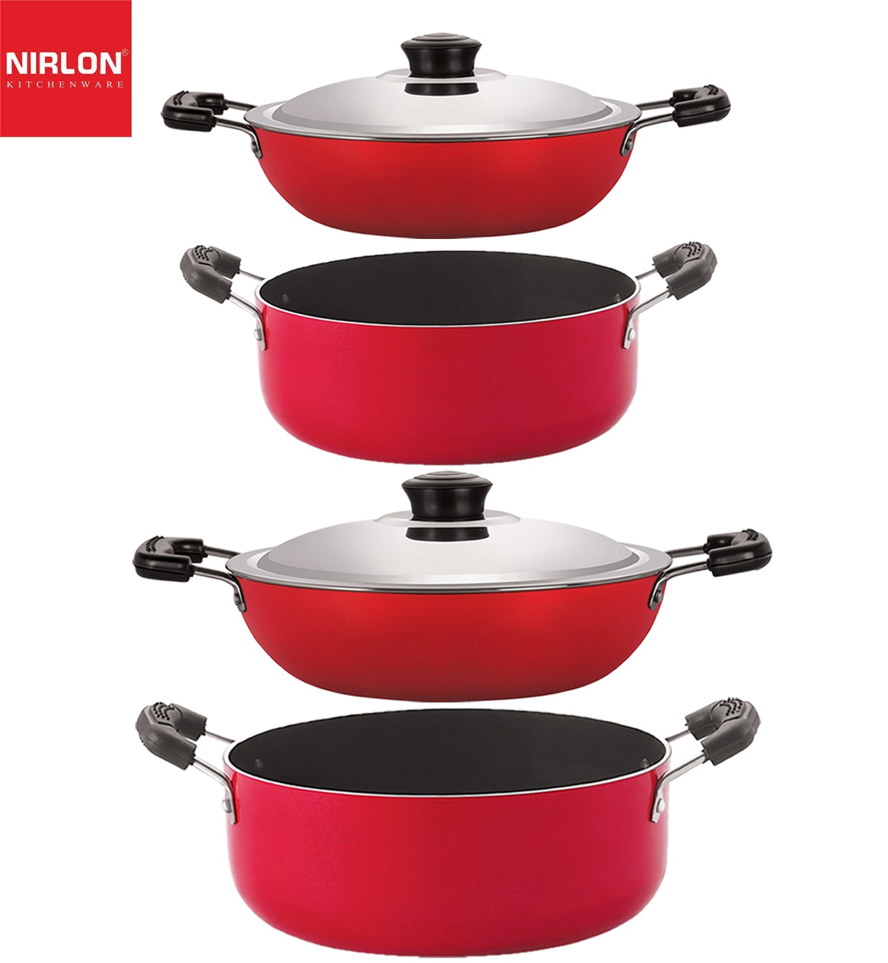 

Nirlon Kitchen Utensils Premium Quality Aluminium Non-Stick Cookware Set of 4 pcs