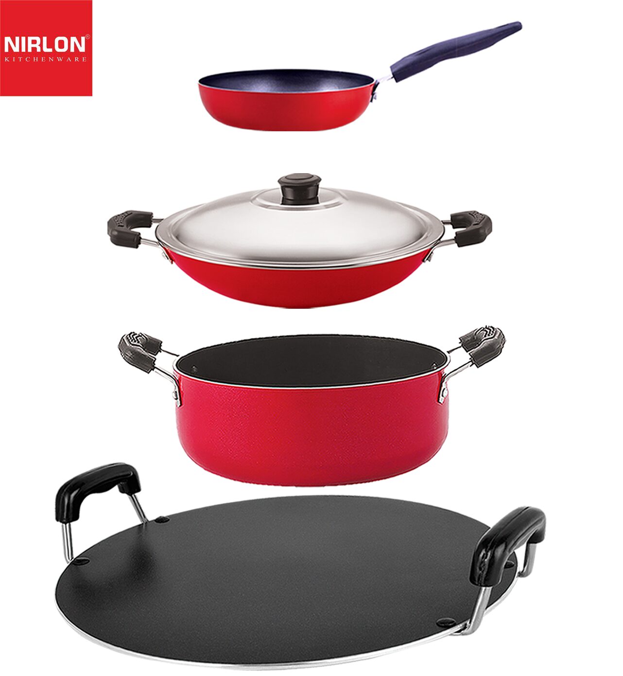 

Nirlon Kitchen Utensils Premium Quality Non stick Cookware Set of 4-pcs