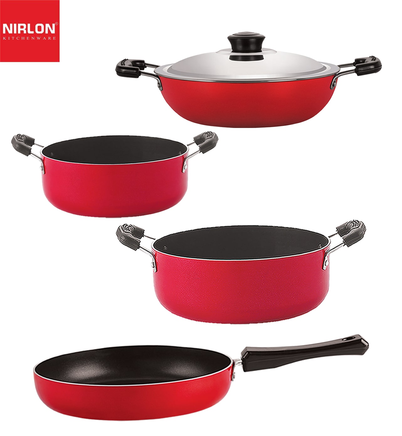 

Nirlon kitchen accessories for home cooking non stick pots and pan Set of 4 pcs