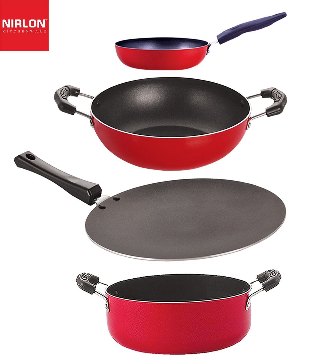 

NIRLON Kitchenware Non Stick Aluminium Cookware Gift Set of 4-pcs