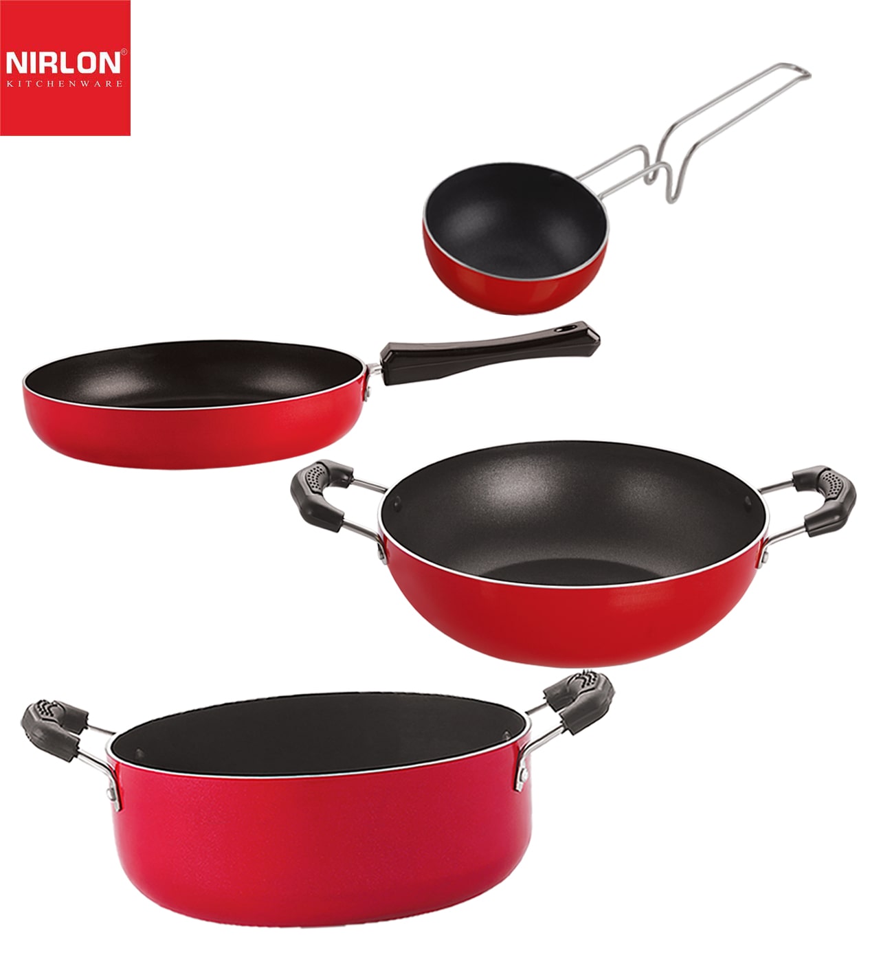 

Nirlon Kitchen Pots pans Premium Quality Non stick Cookware Set of 4 pcs