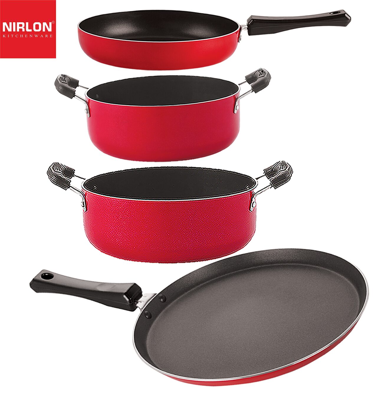 

Nirlon Kitchen Pots pans Premium Quality Non stick Cookware Set of 4 pcs