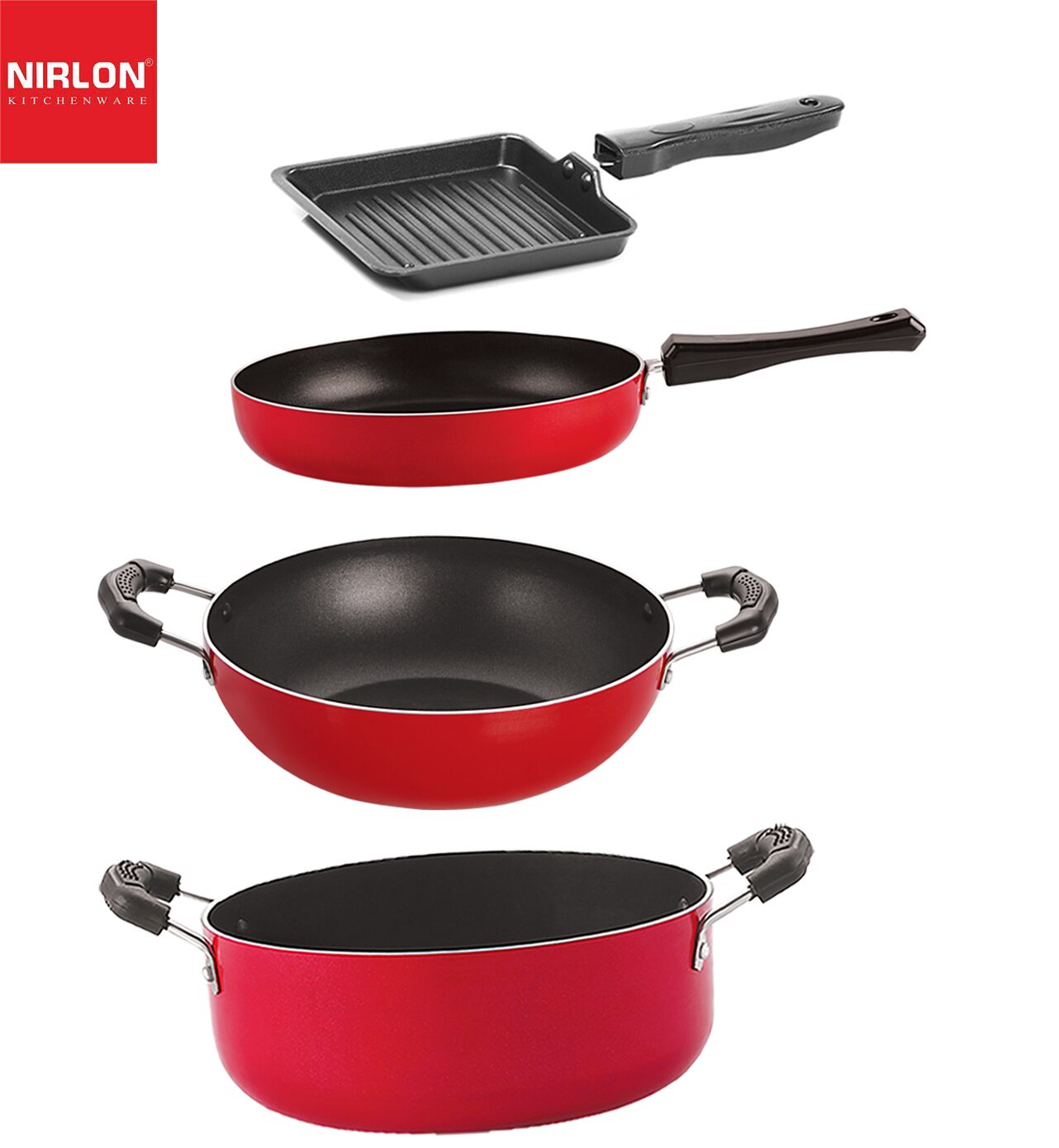 

Nirlon kitchen accessories for home cooking non stick pots and pan Set of 4 pcs