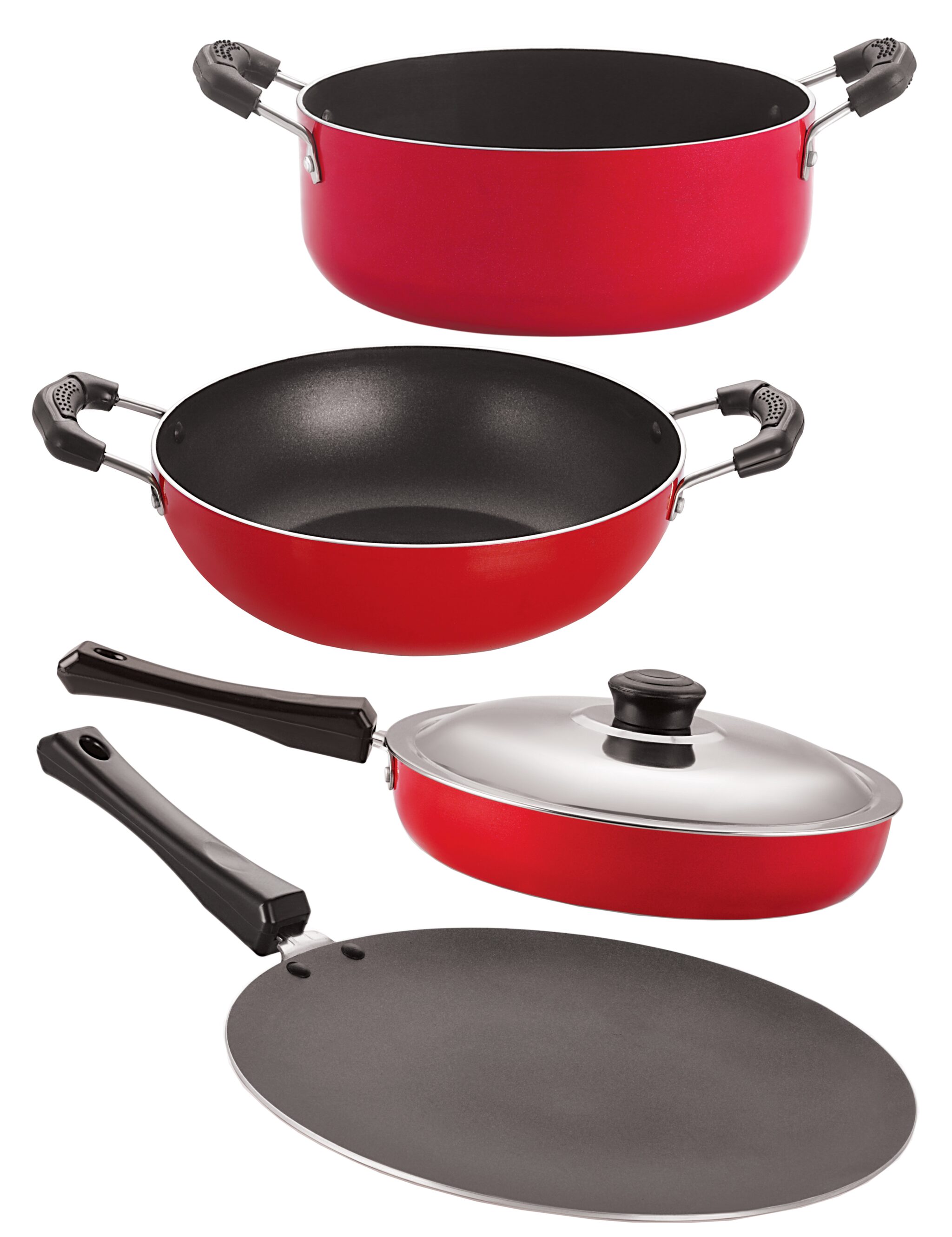 

Nirlon Kitchenware Cookware Set 3 Layer Superior Coating Gift Set 4-Piece
