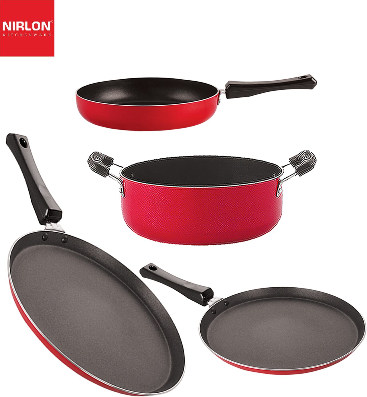 

Nirlon Kitchen Utensils Premium Quality Non stick Cookware Set of 4 pcs