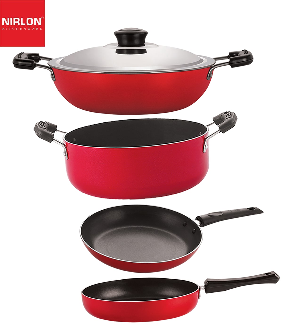 

Nirlon non stick aluminium kitchenware item cookware Set of 4 pcs