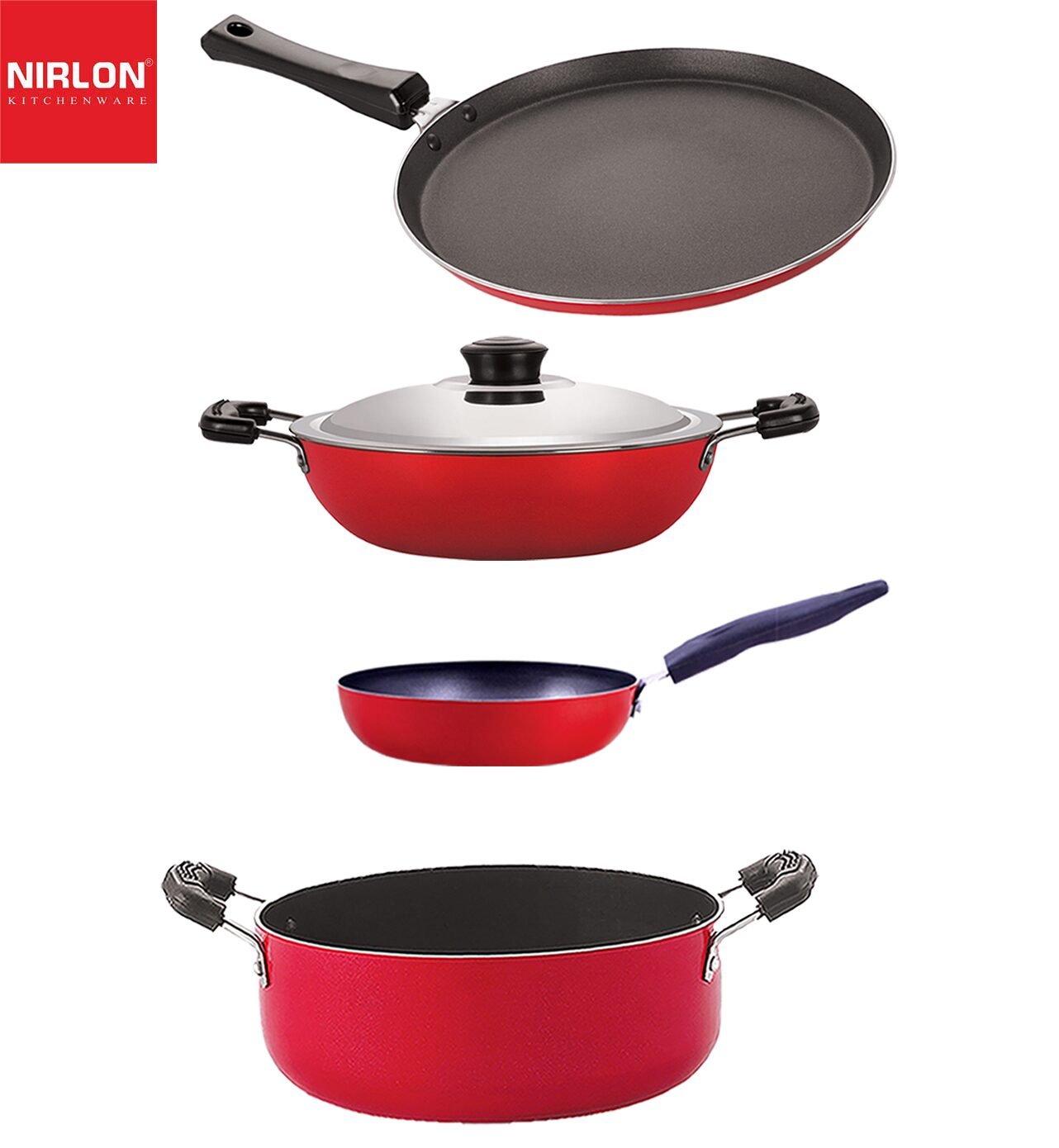 

Nirlon Non stick Bpa Free Aluminium Kitchen Cooking Essential Set of 4 pcs