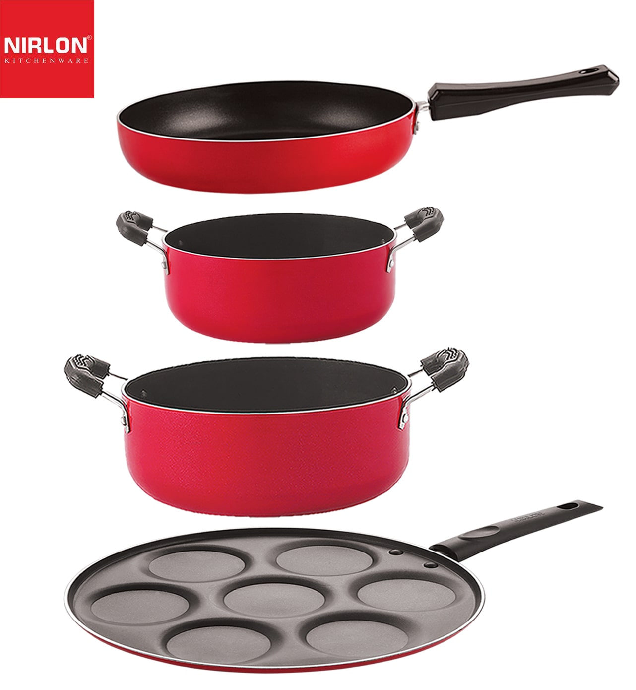 

Nirlon non stick cookware Set of 4 pcs combo with bakelight handle