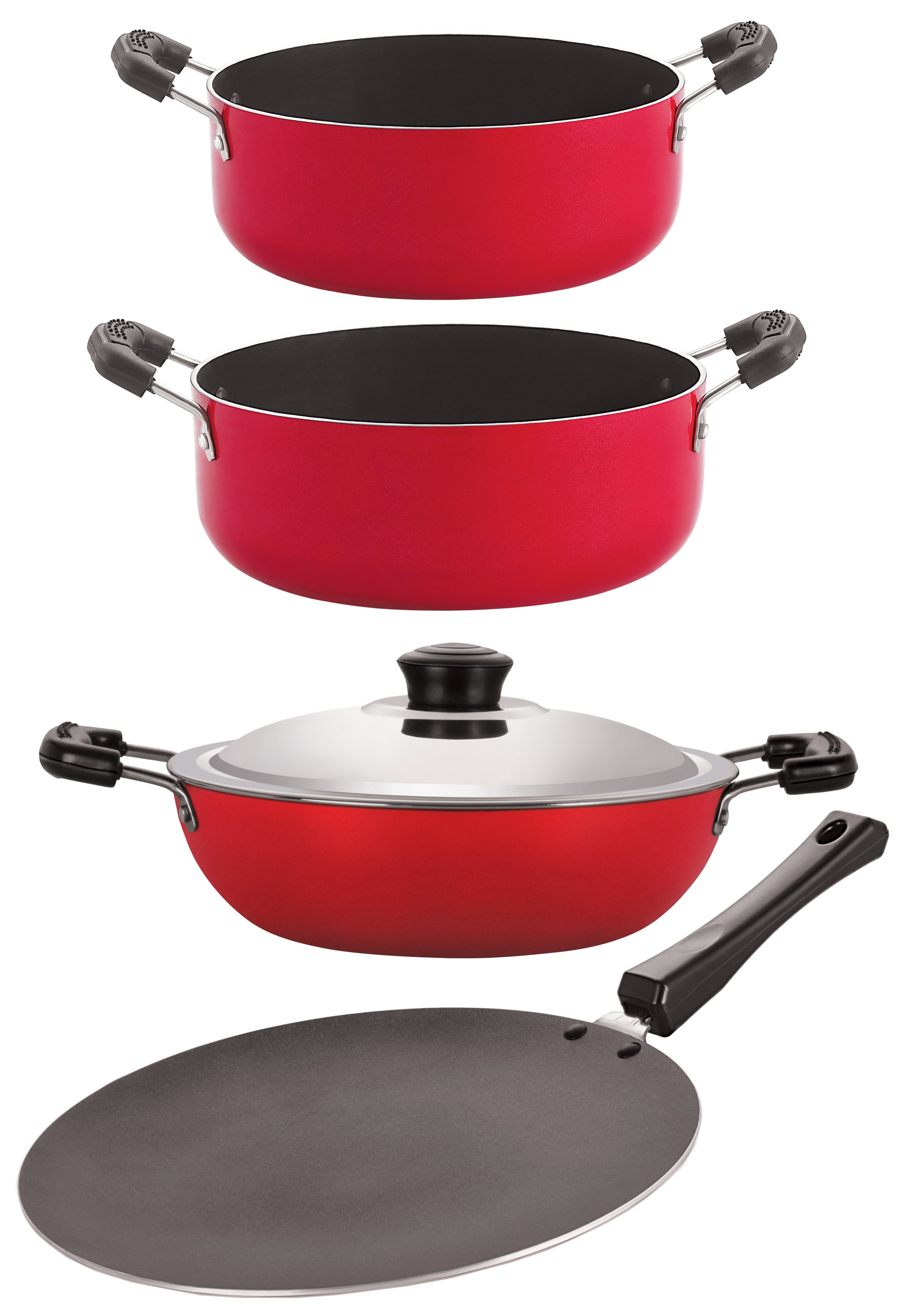 

Nirlon Non Stick Gift 4 pcs Set Aluminium Red BlacK