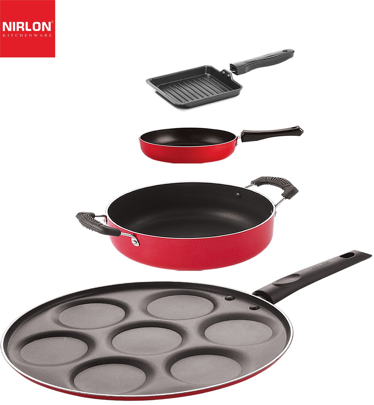

NIRLON Non-Stick Chemical-free Aluminium Healthy Kitchenware Set of 4 pcs