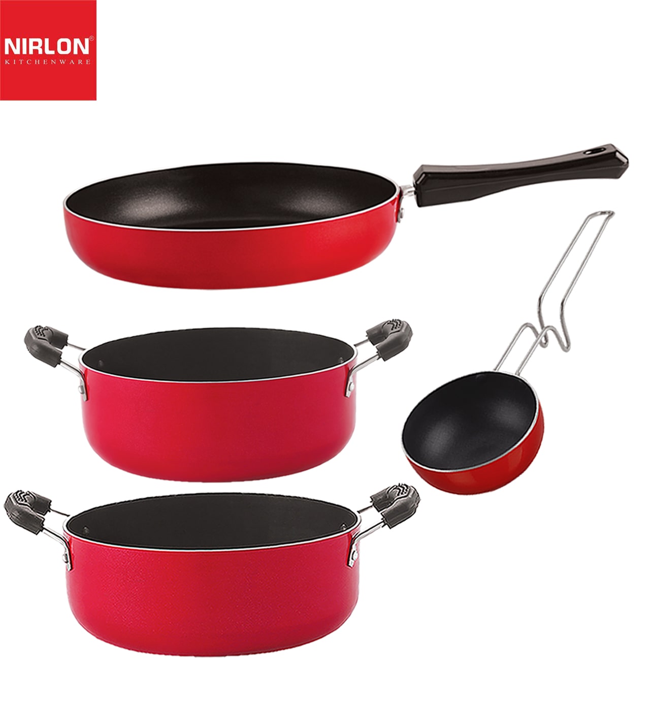 

Nirlon Non-Stick Cookware Kitchen Aluminium Cooking Essential Combo Set of 4 pcs